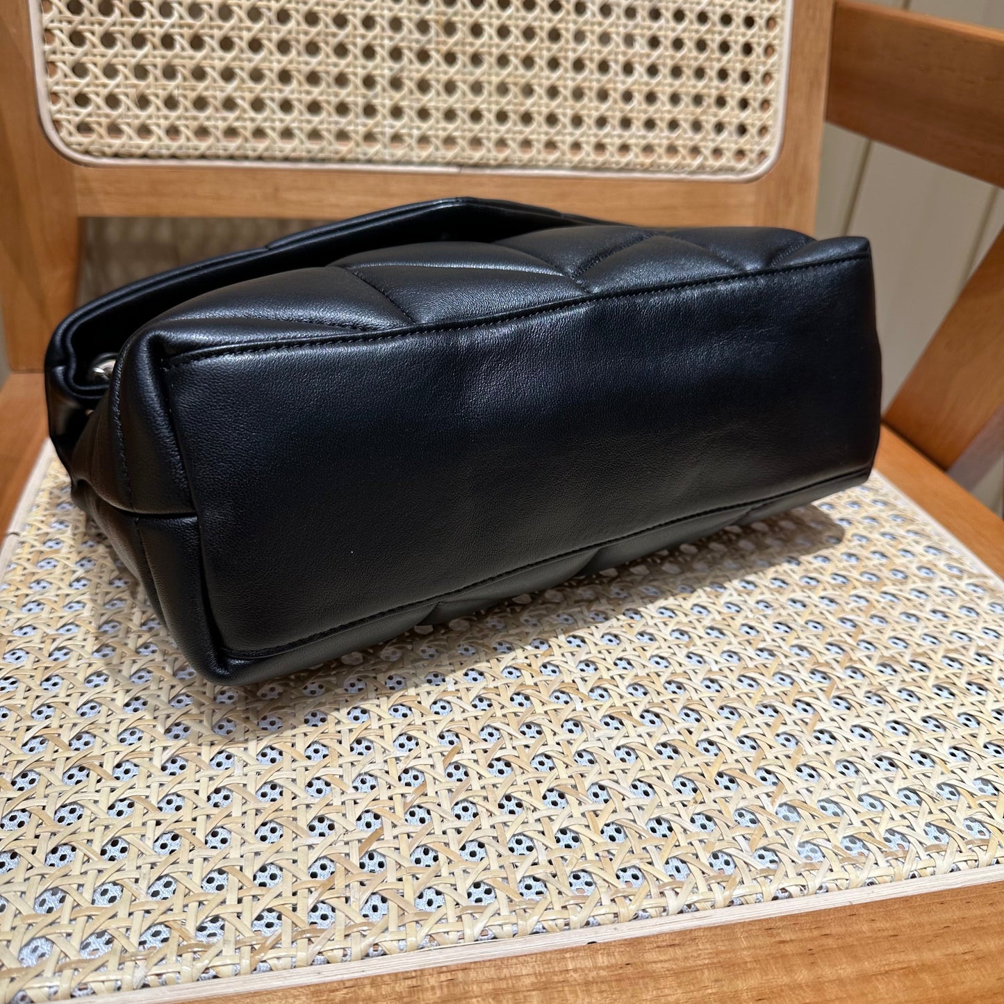 YSL Loulou Puffer Quilted Bag Black Silver Lambskin 338827 mysite