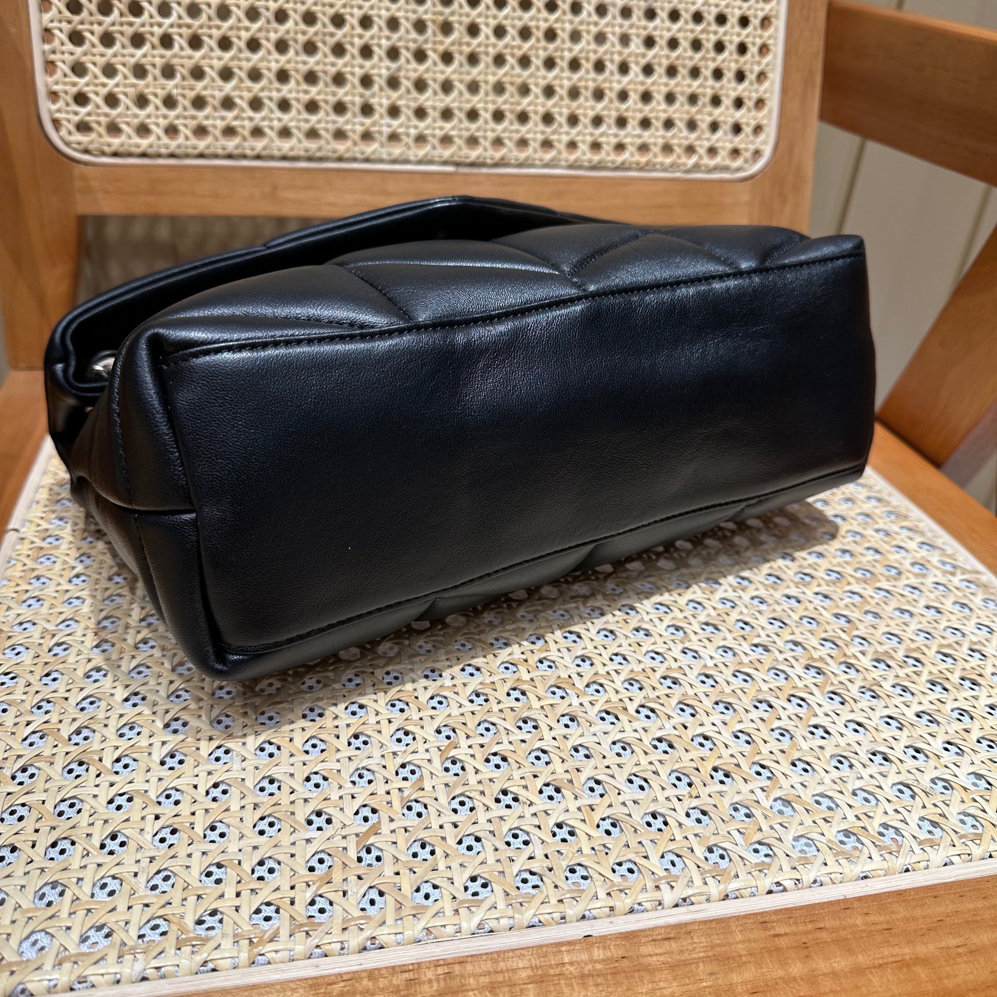 YSL Loulou Puffer Quilted Bag Black Silver Lambskin 338827 mysite