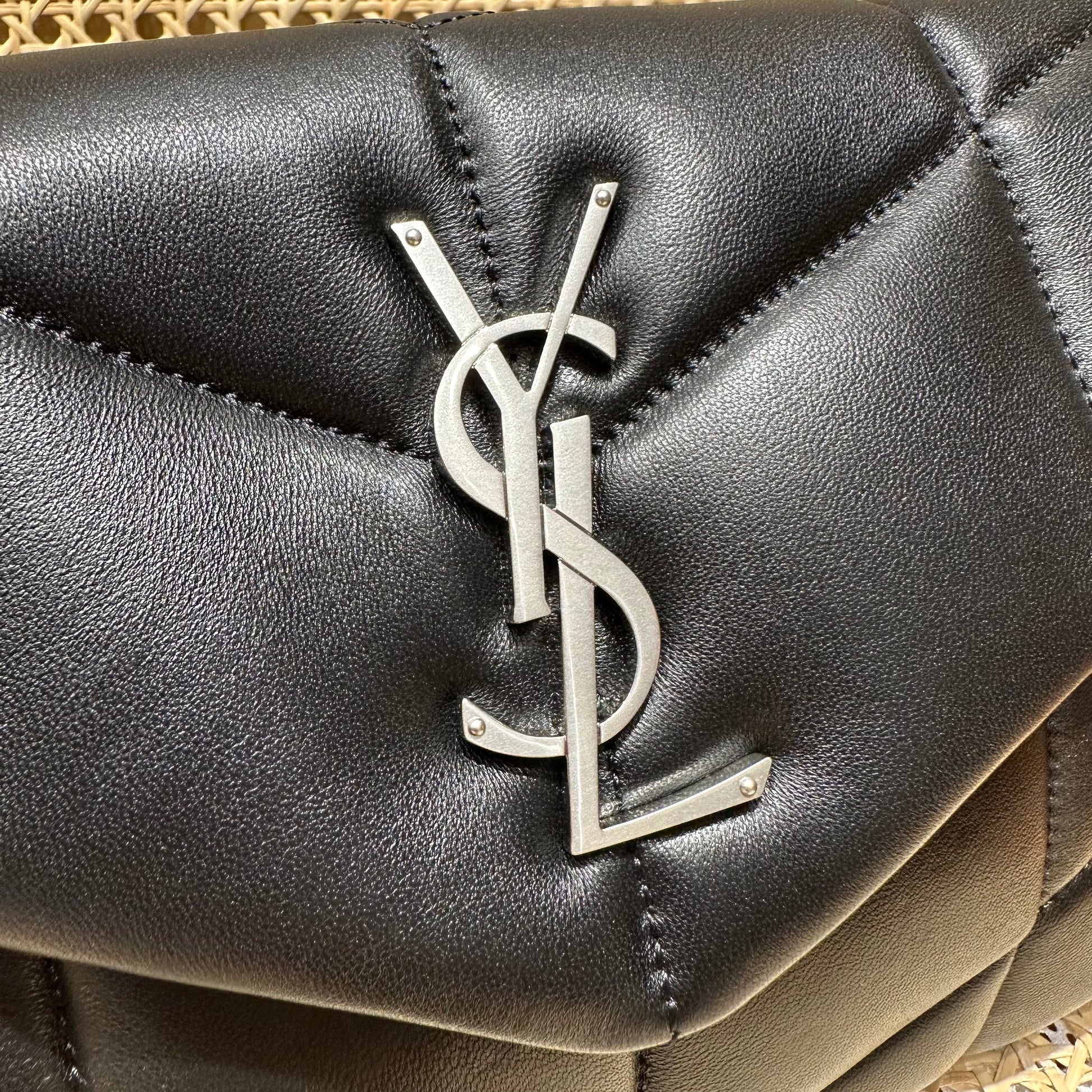YSL Loulou Puffer Quilted Bag Black Silver Lambskin 338827 mysite