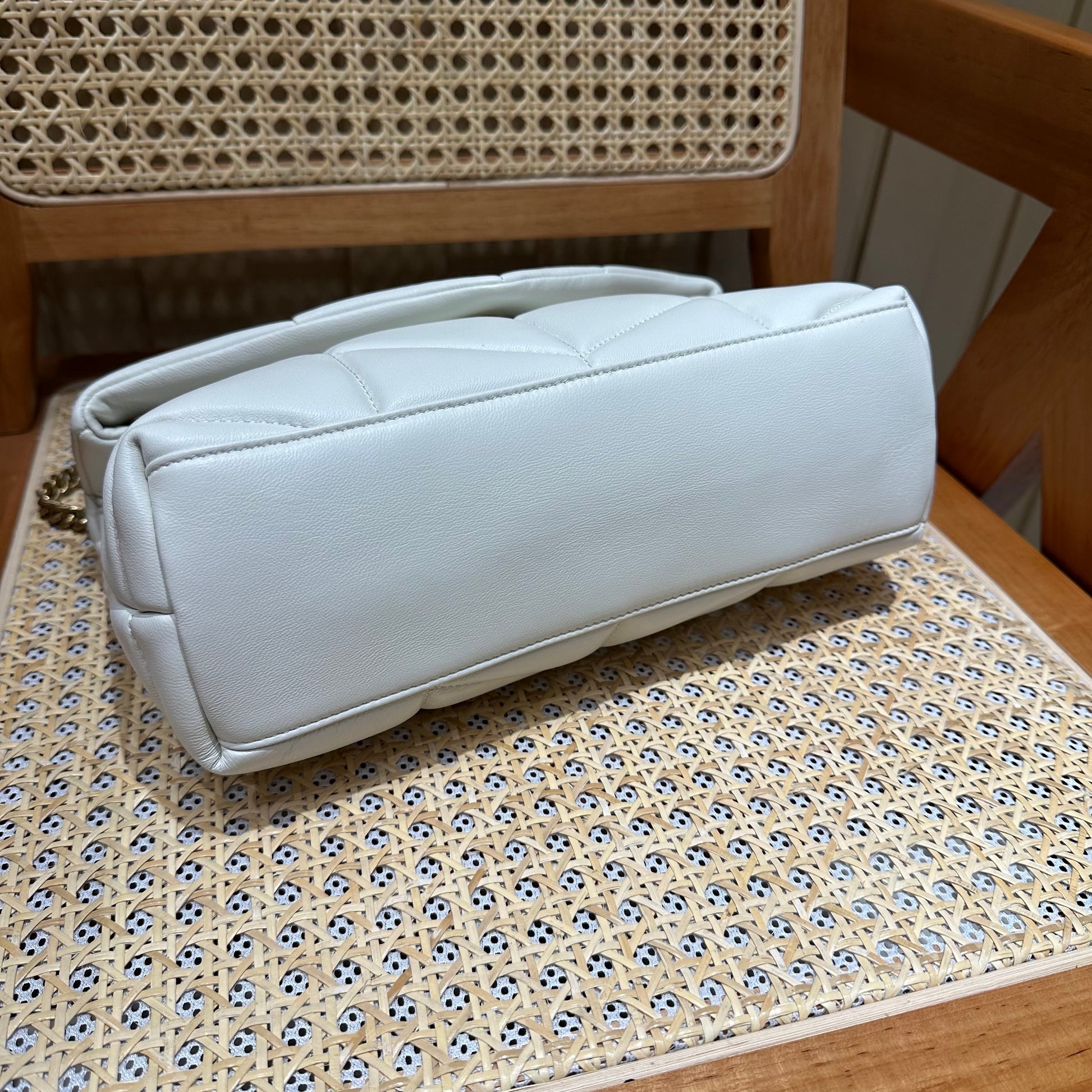 YSL Loulou Puffer Quilted Bag White Gold Lambskin 338844 mysite