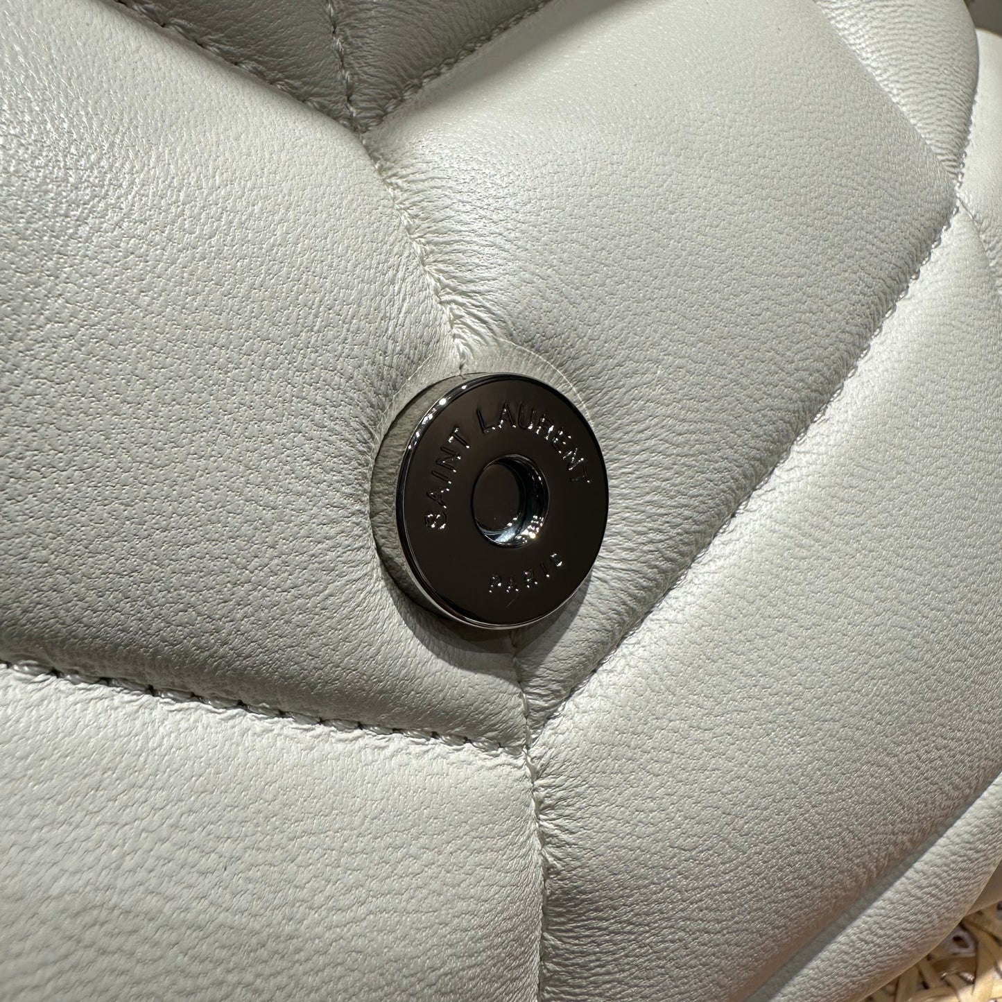 YSL Loulou Puffer Quilted Bag White Silver Lambskin 338859 mysite