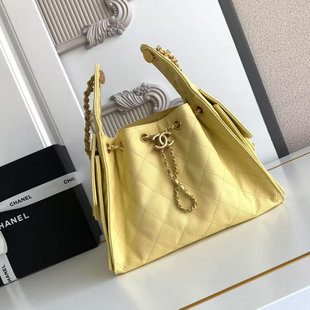 CC 25C Hobo Bag 30cm Yellow Grained Calfskin mysite