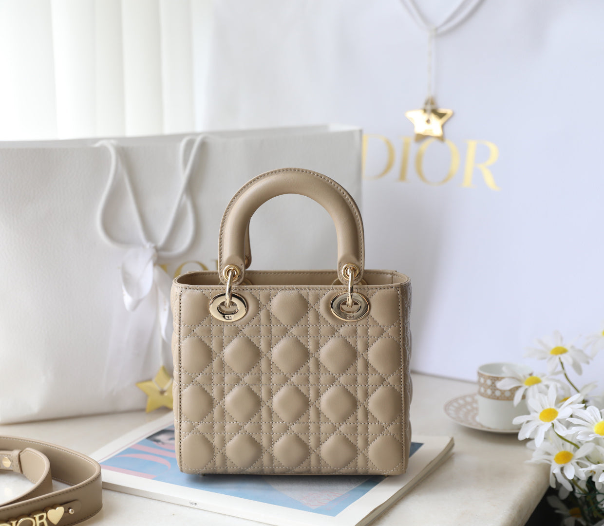CD Lady Dior 20 Bag Khaki Lambskin mysite