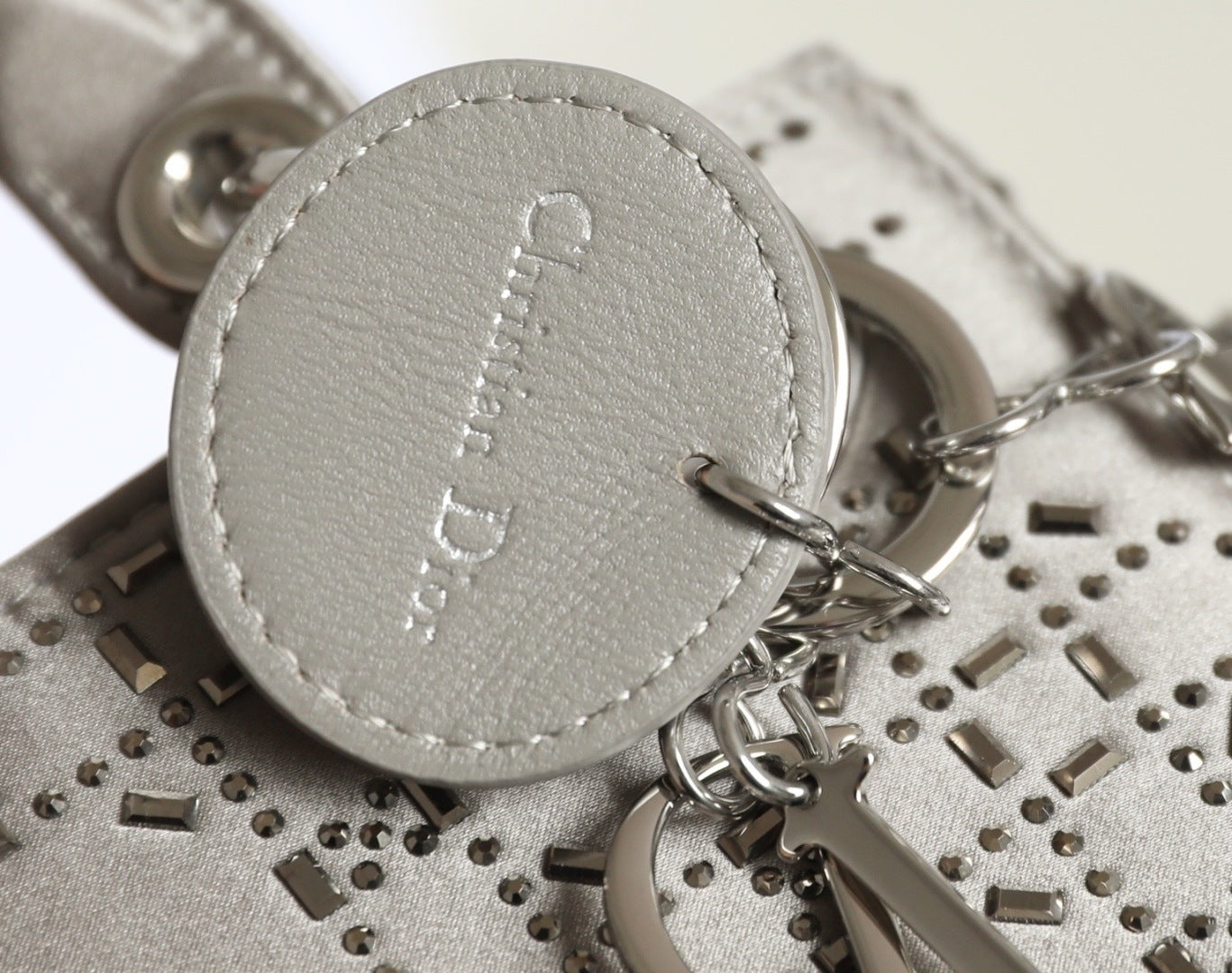 CD Lady Dior Mini Diamond Bag Gray Satin mysite