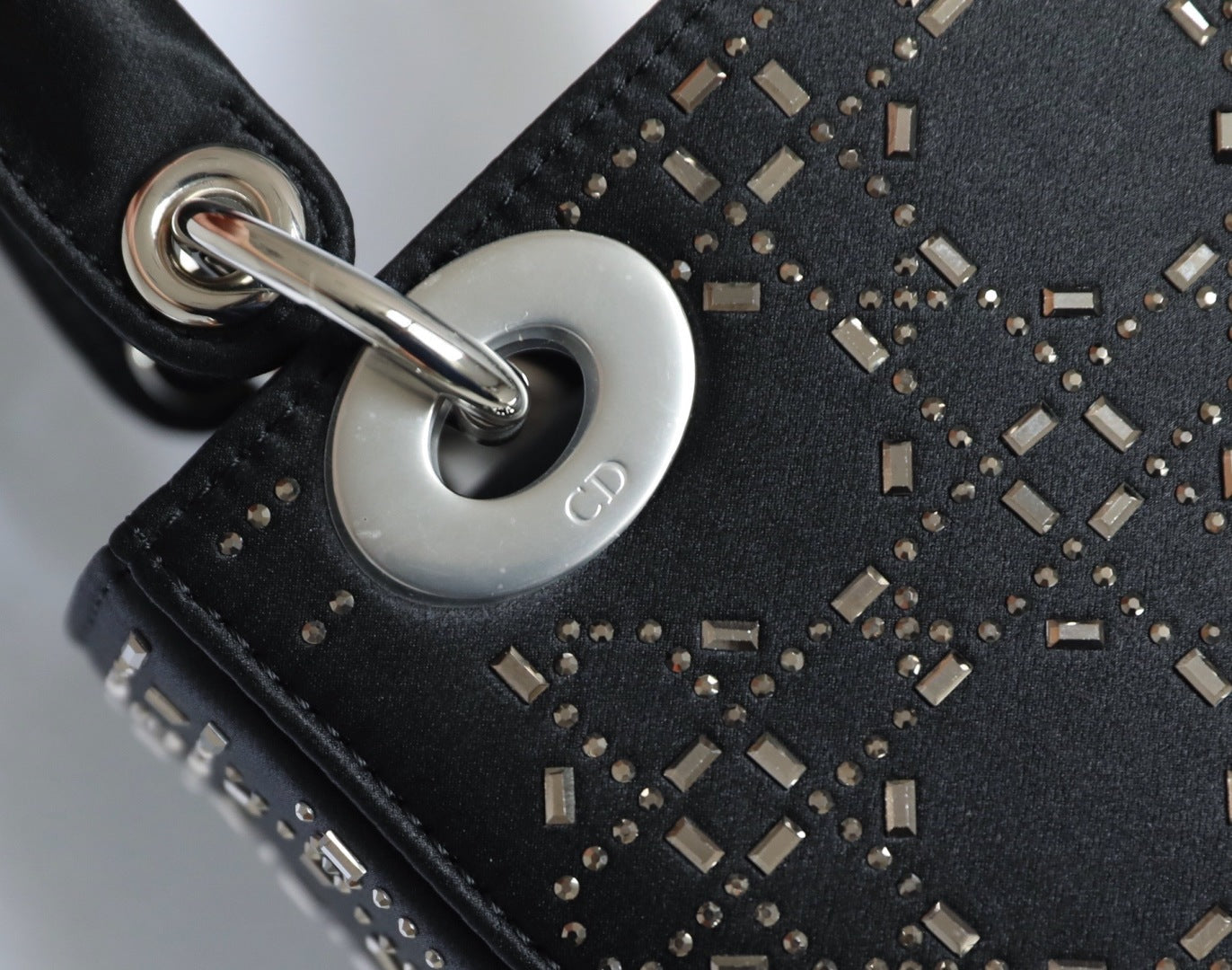 CD Lady Dior Mini Diamond Bag Black Satin mysite