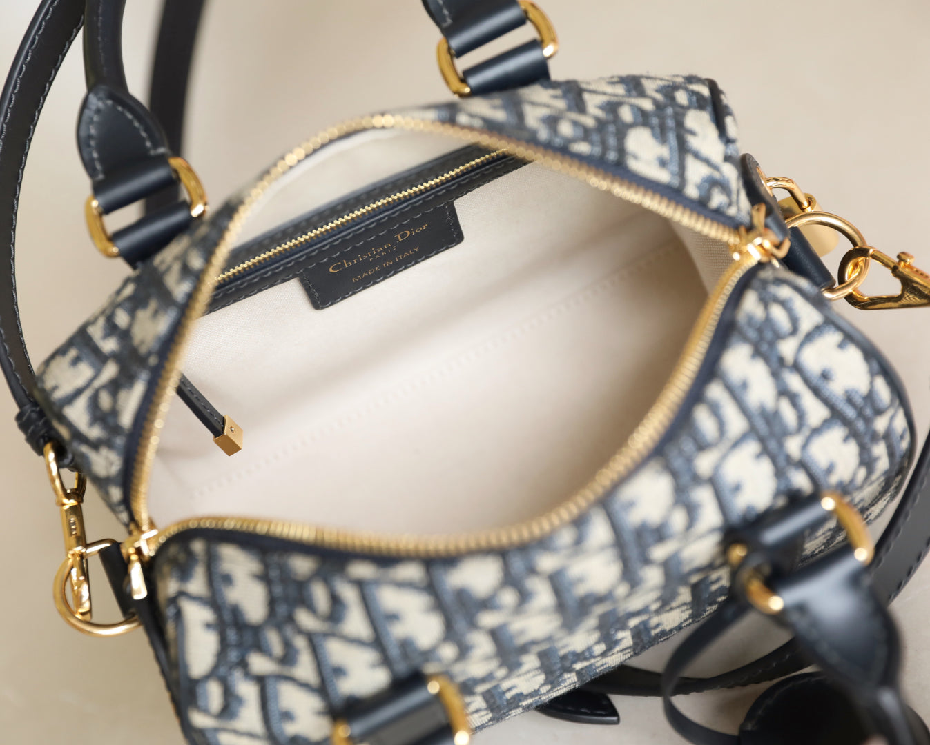 CD Monogram Pillow Bag Blue Beige Canvas mysite