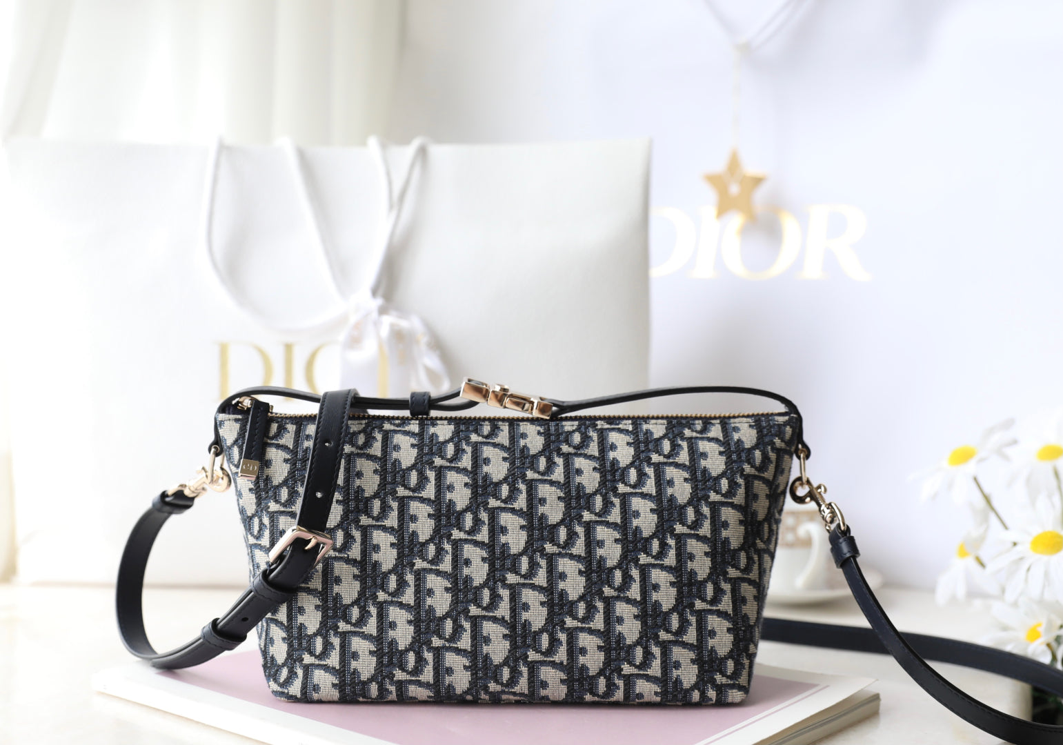 CD Monogram Nonad Lunch Bag Blue Beige Canvas mysite