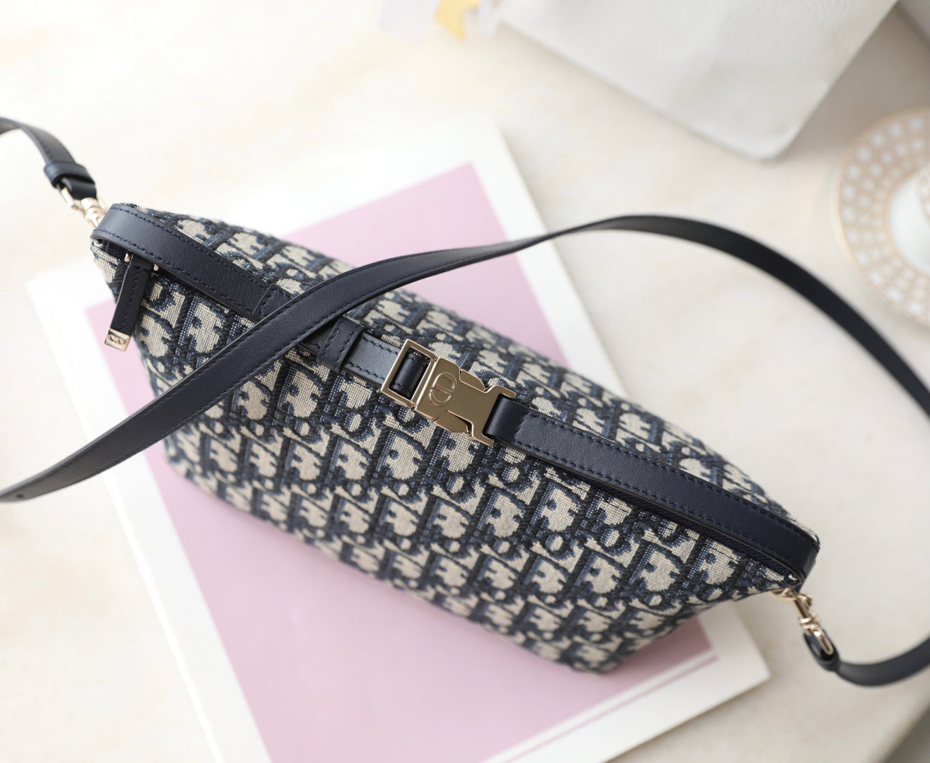 CD Monogram Nonad Lunch Bag Blue Beige Canvas mysite