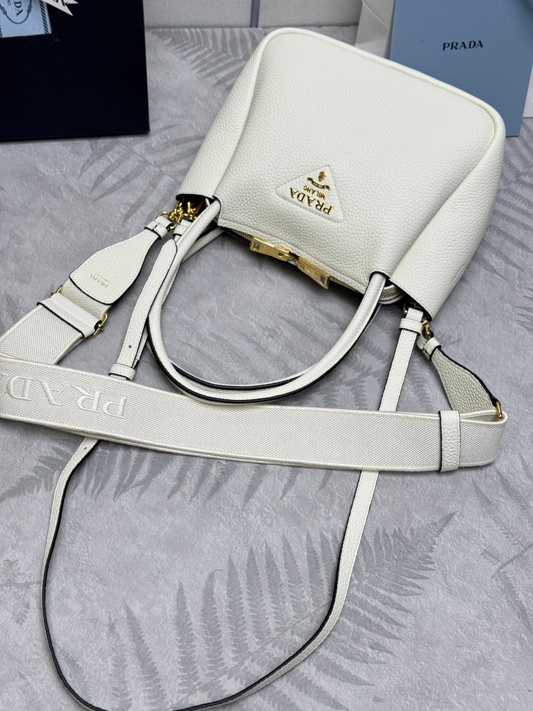 Prada Small Bag 23cm White Grain Leather GHW mysite