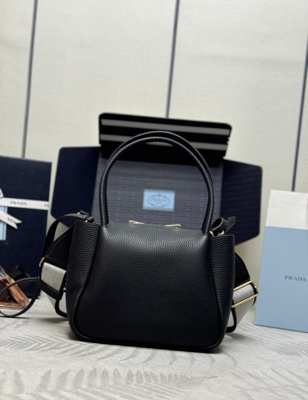 Prada Small Bag 23cm Black Grain Leather GHW mysite