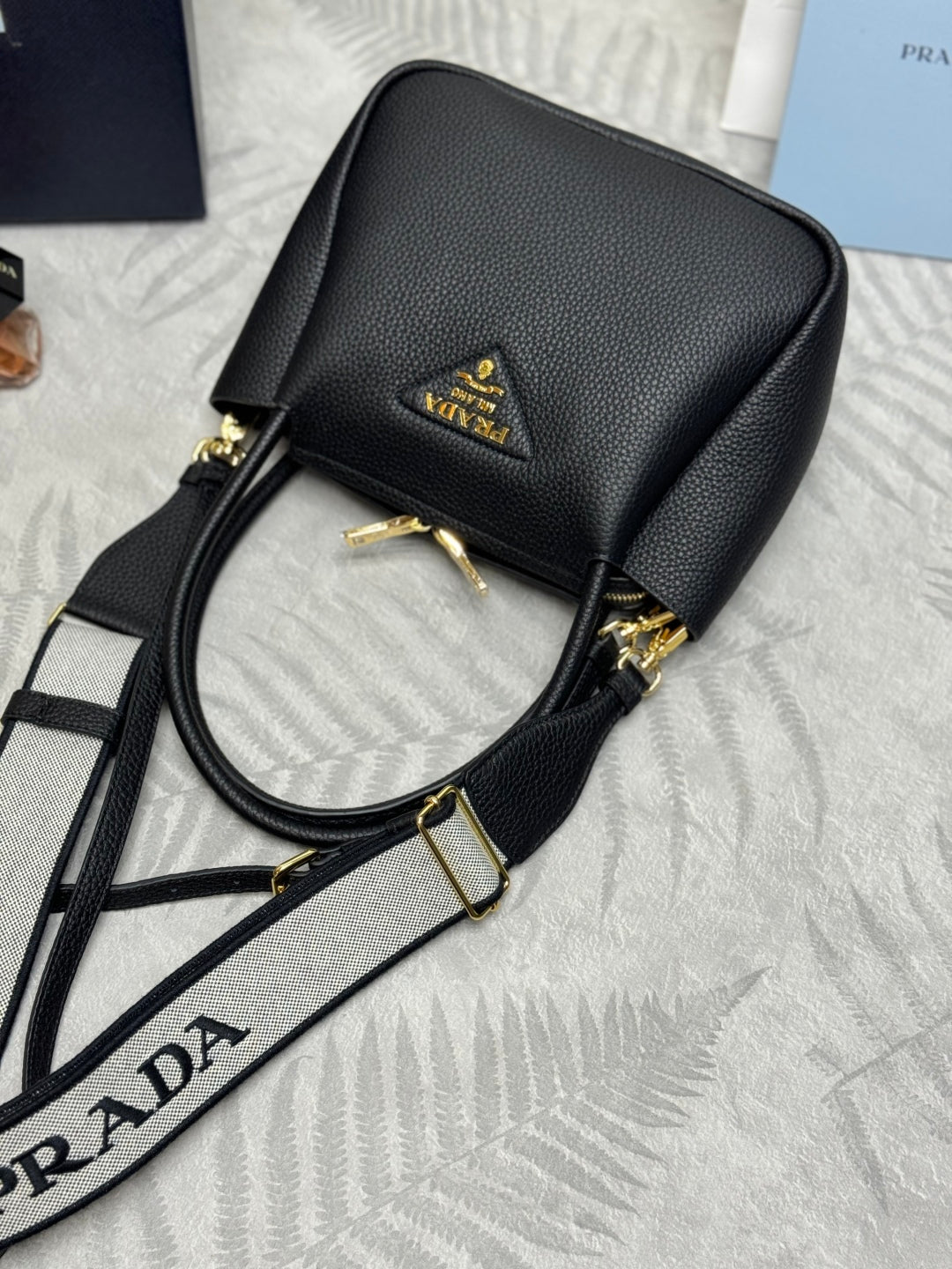 Prada Small Bag 23cm Black Grain Leather GHW mysite