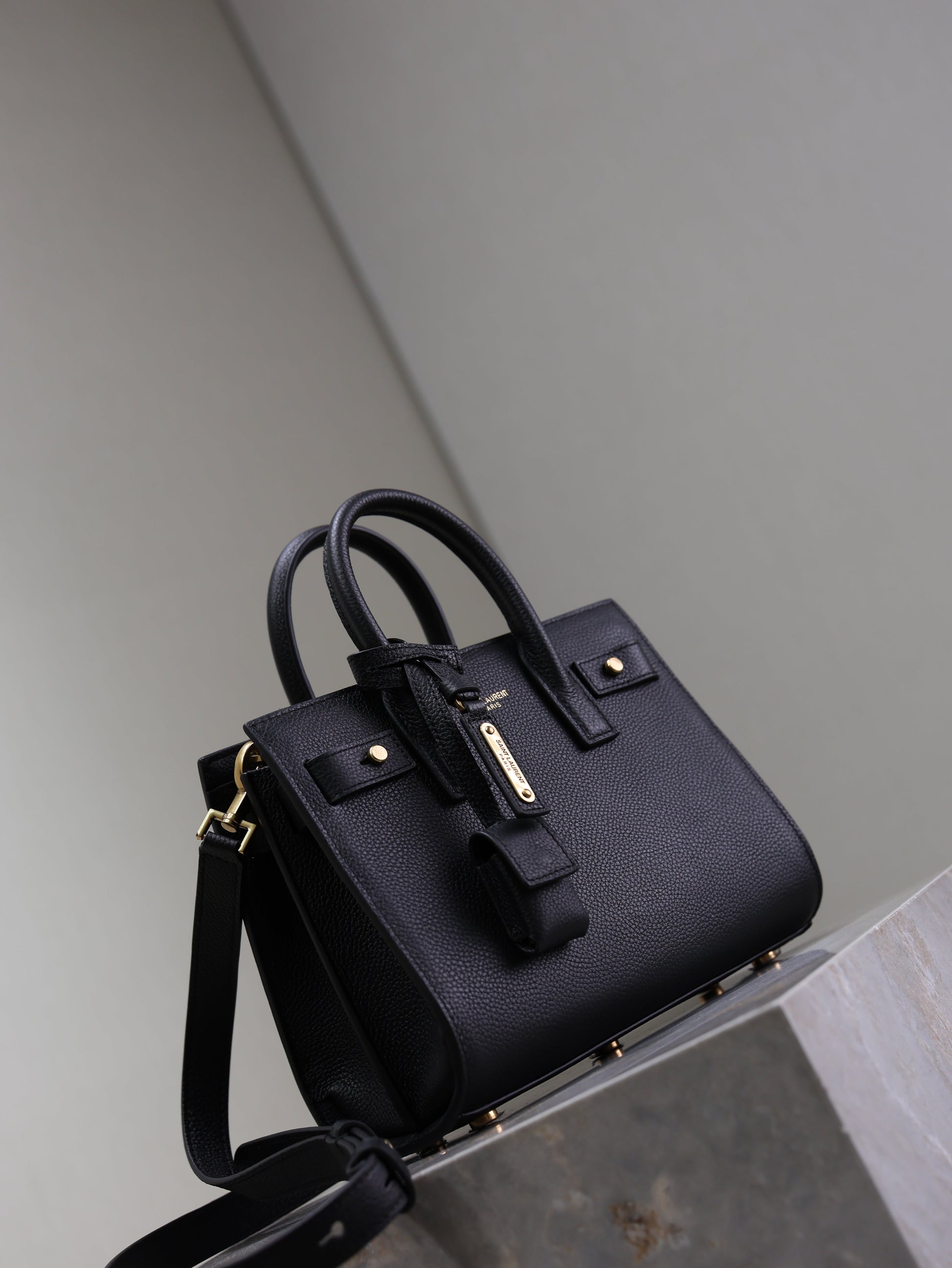 YSL Sac De Jour Nano 22cm Black Grain Cowhide GHW mysite