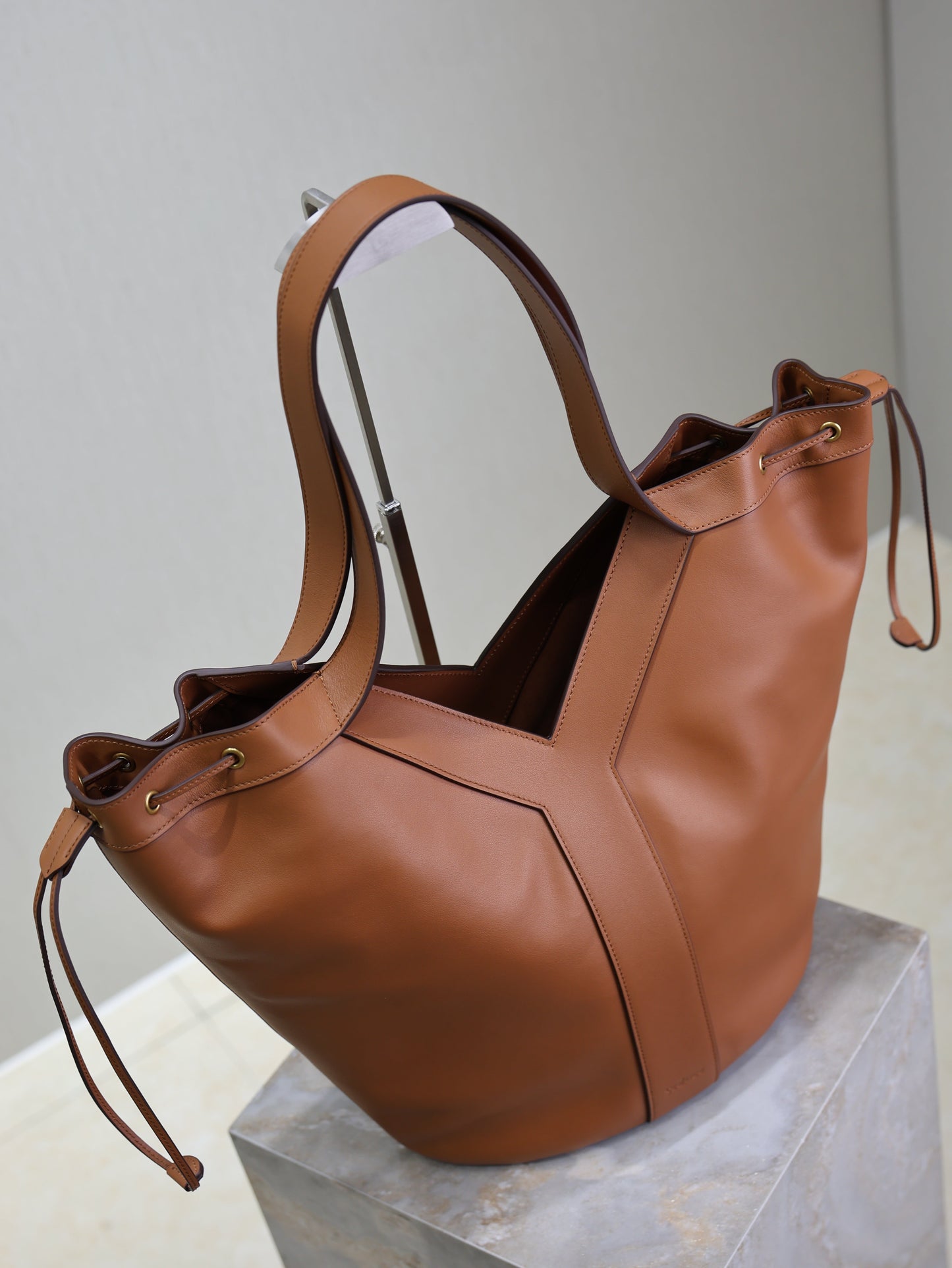 Prada Y Large Leather HOBO Bag Caramel Leather mysite