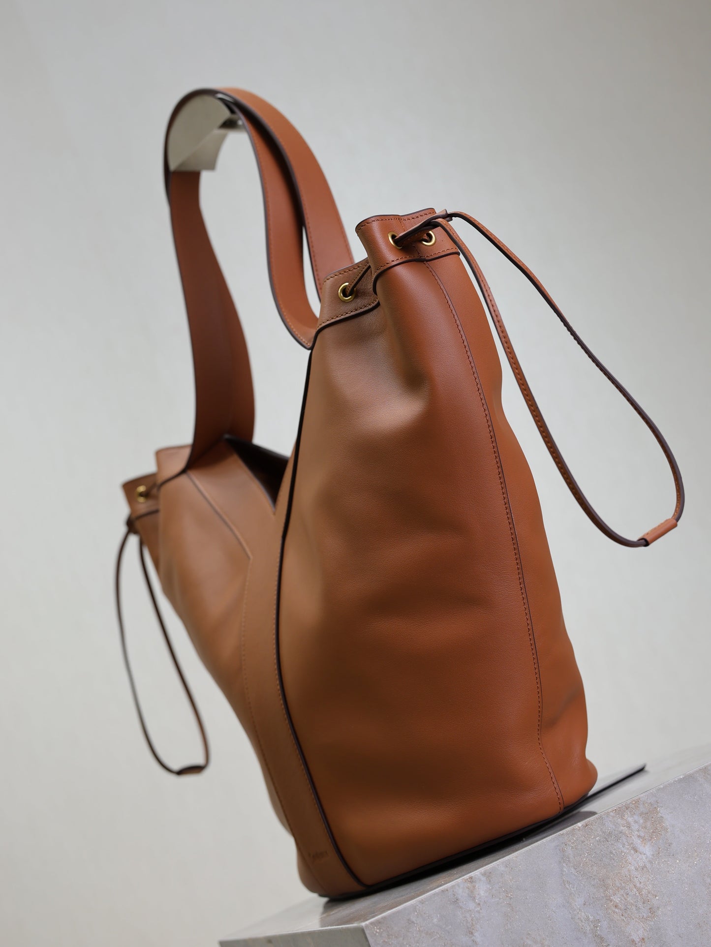 Prada Y Large Leather HOBO Bag Caramel Leather mysite