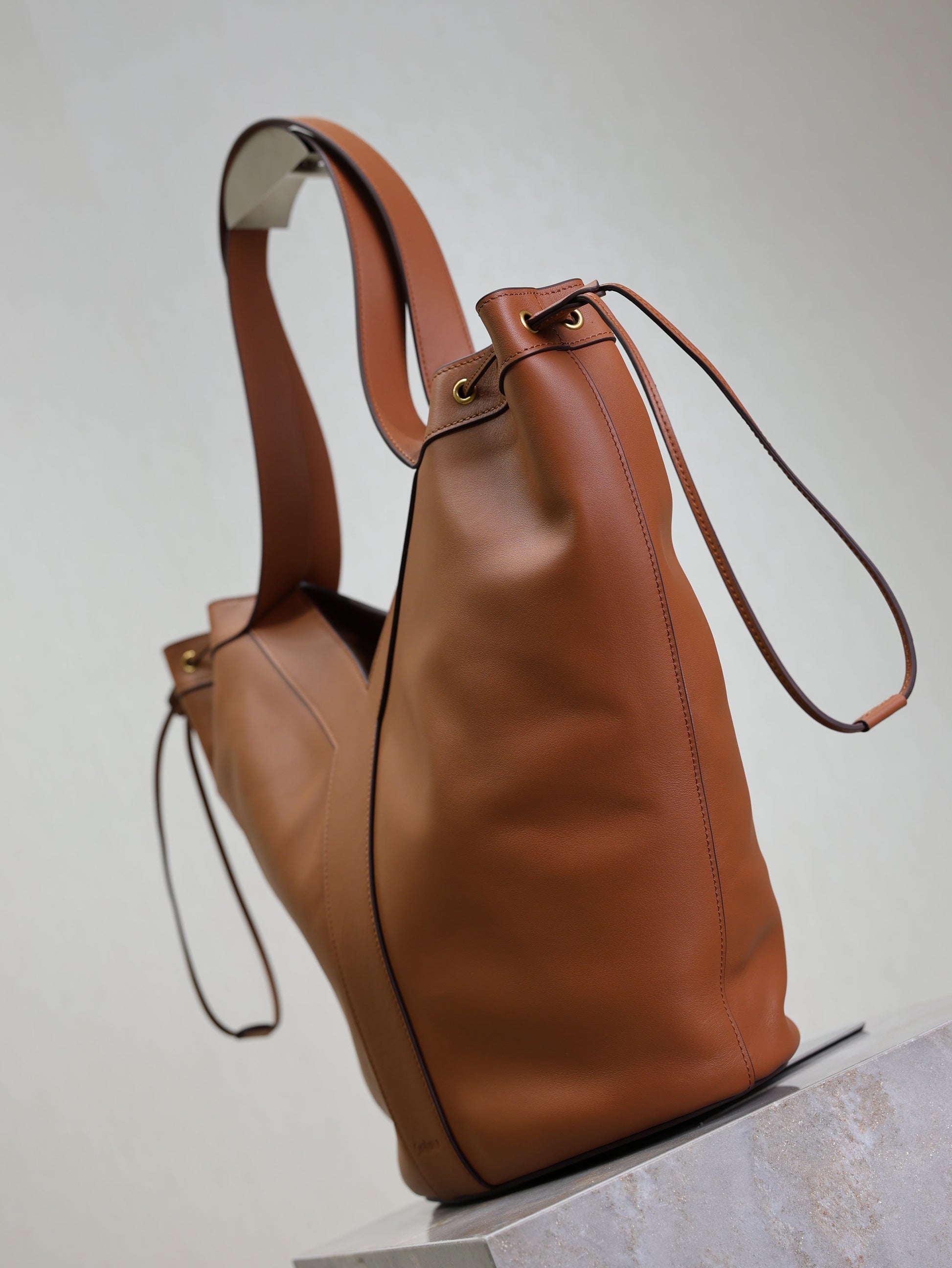 Prada Y Large Leather HOBO Bag Caramel Leather mysite