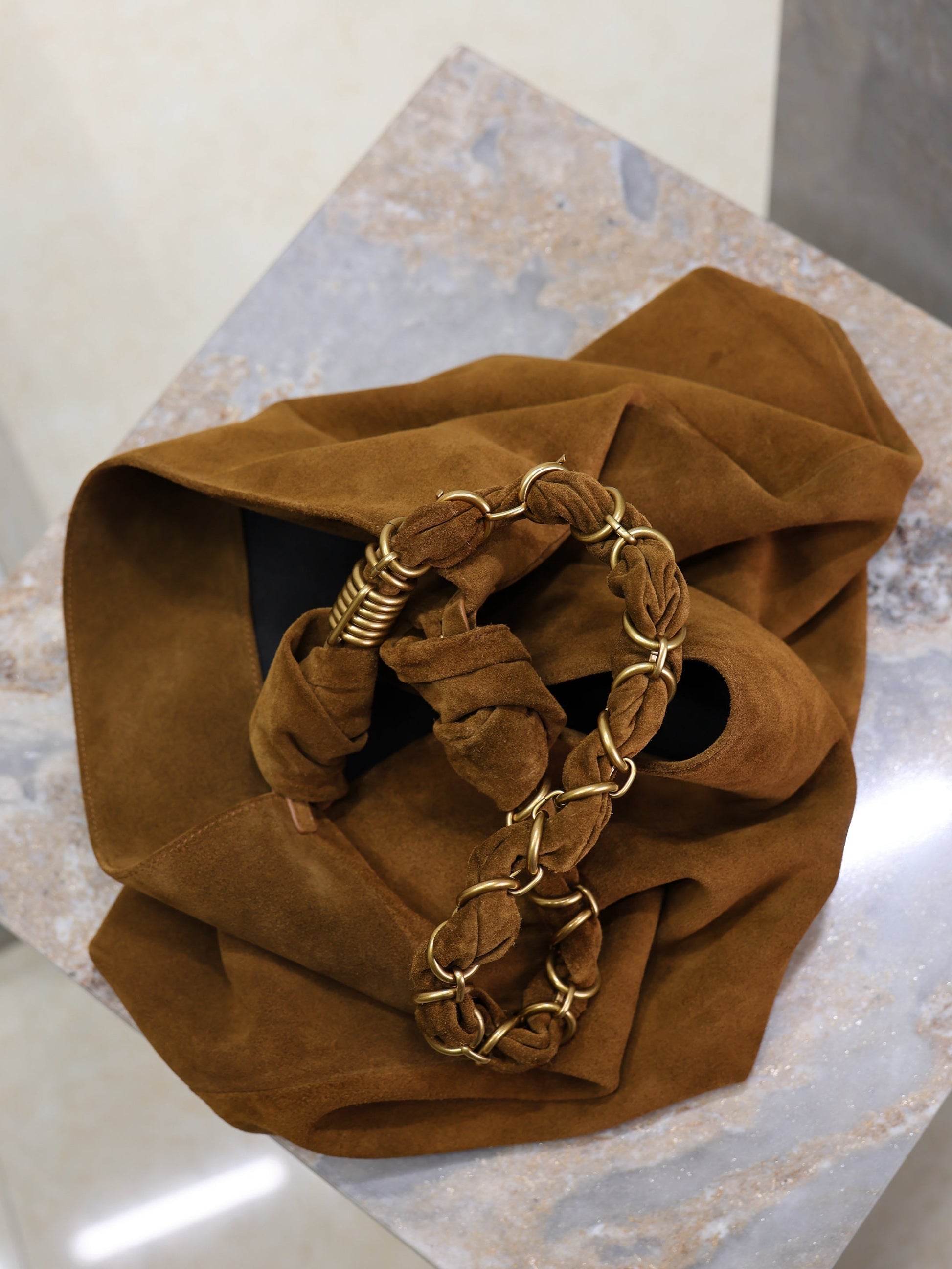 Prada AMALIA Tote Bag 40cm Dark Brown Suede GHW mysite