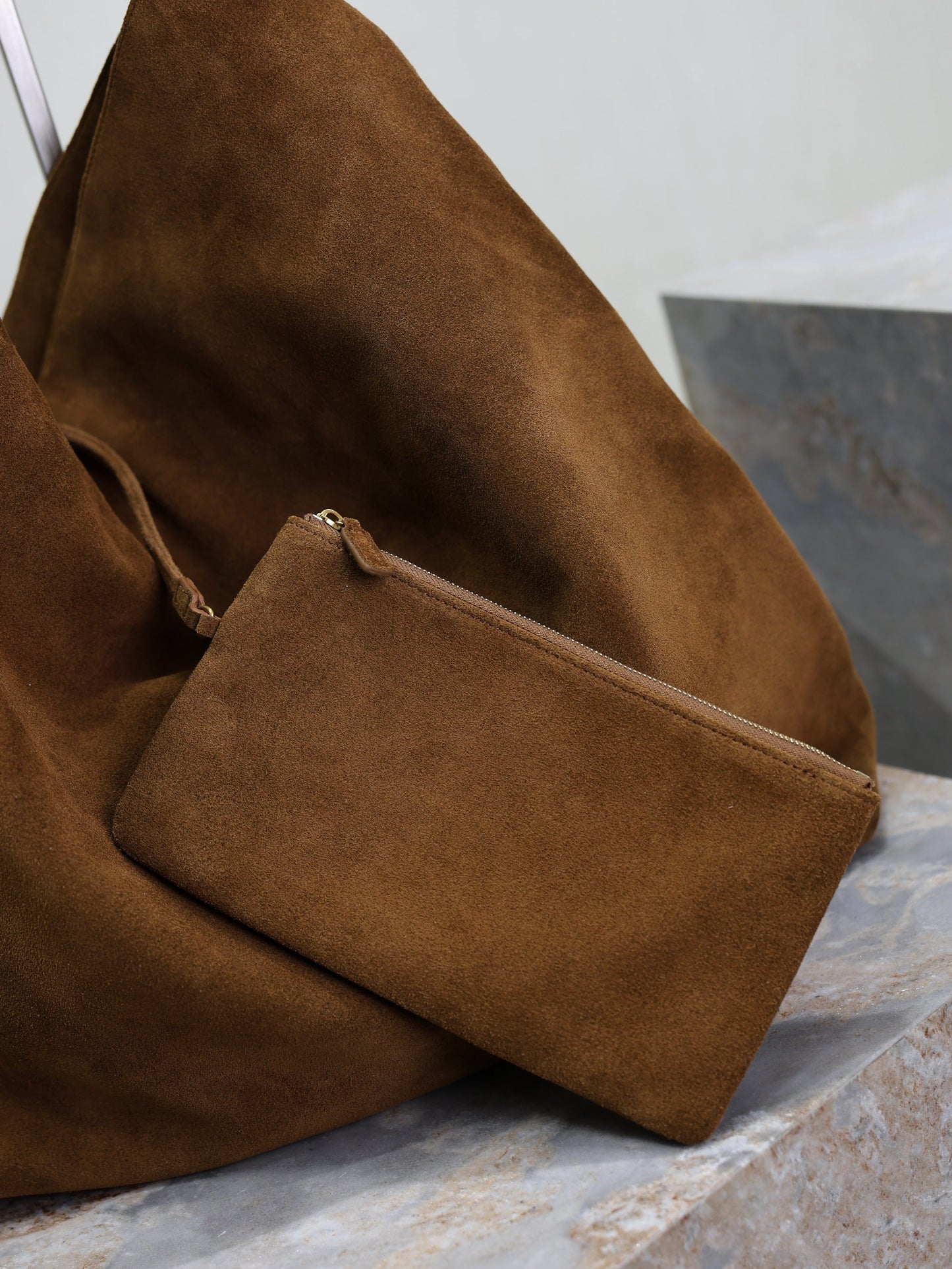 Prada AMALIA Tote Bag 40cm Dark Brown Suede GHW mysite