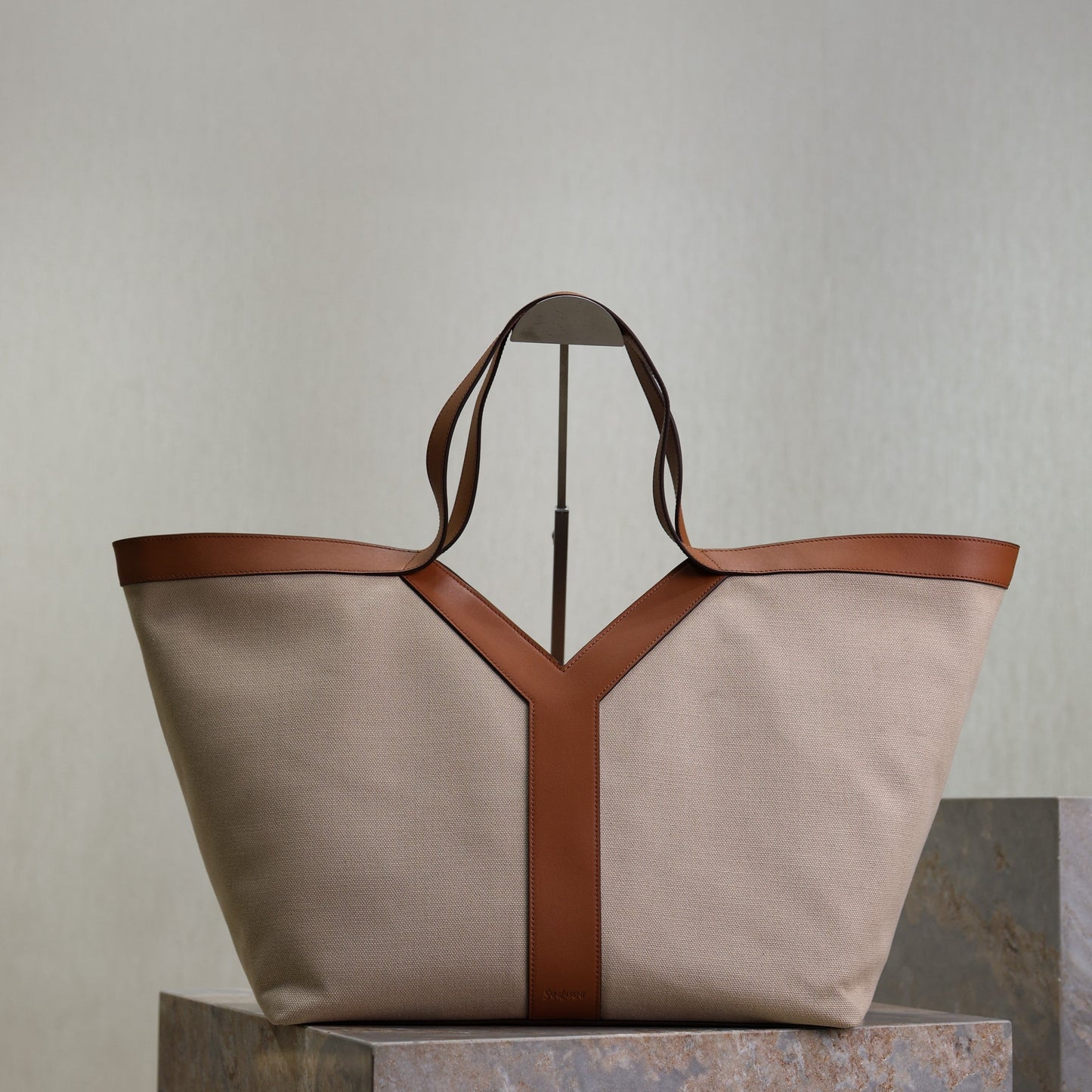 Prada Y Tote Bag Beige Brown Canvas Leather mysite