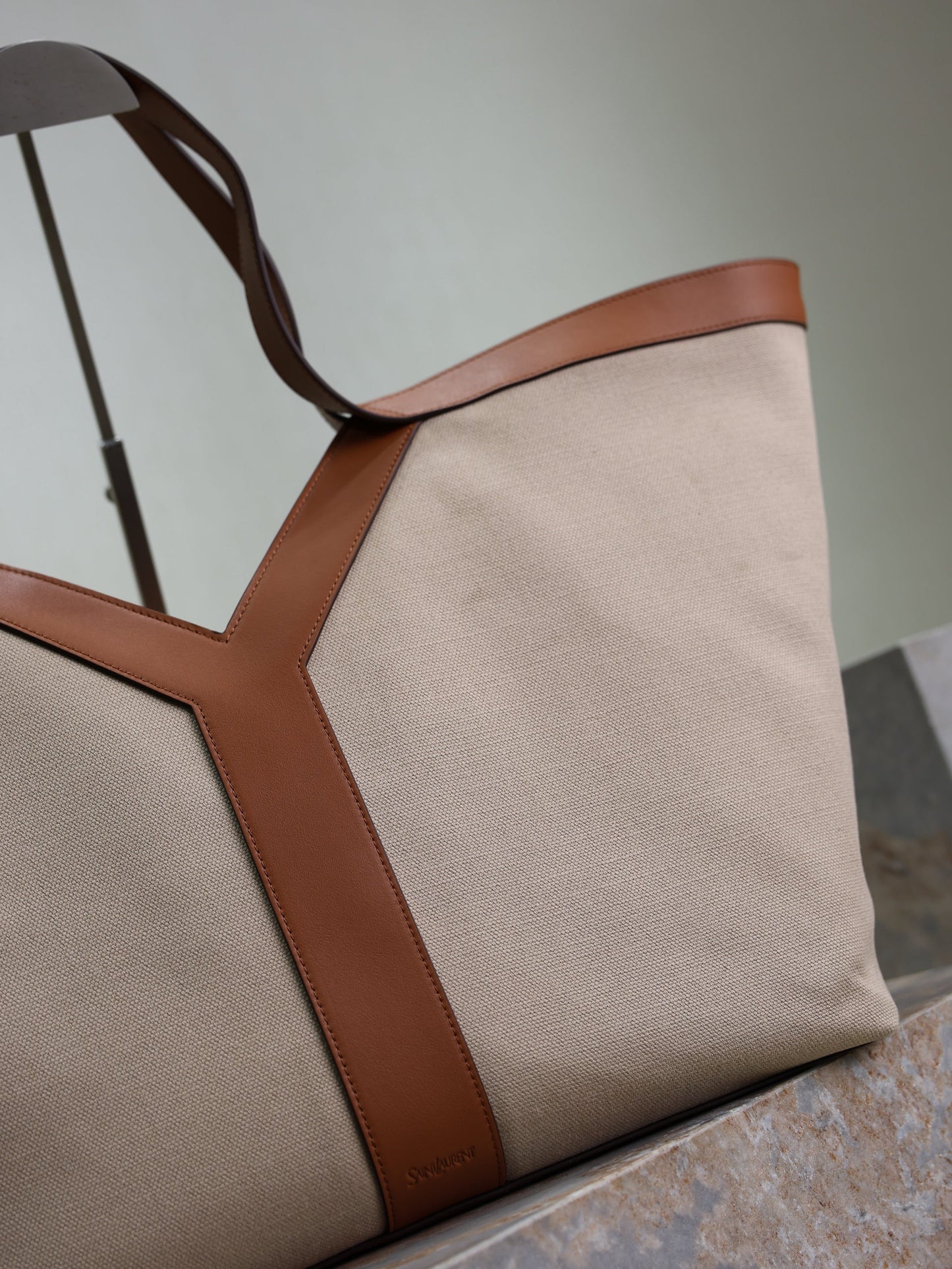 Prada Y Tote Bag Beige Brown Canvas Leather mysite