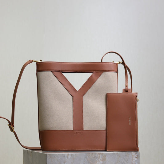 Prada Y Small Bucket 23cm Caramel Beige Canvas Leather mysite