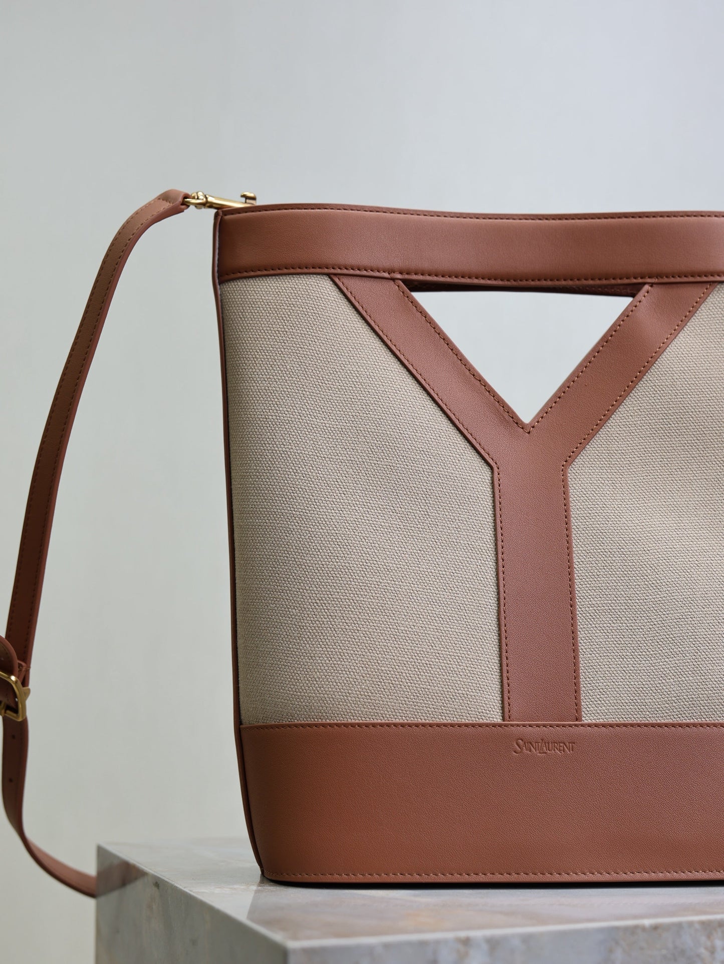 Prada Y Small Bucket 23cm Caramel Beige Canvas Leather mysite