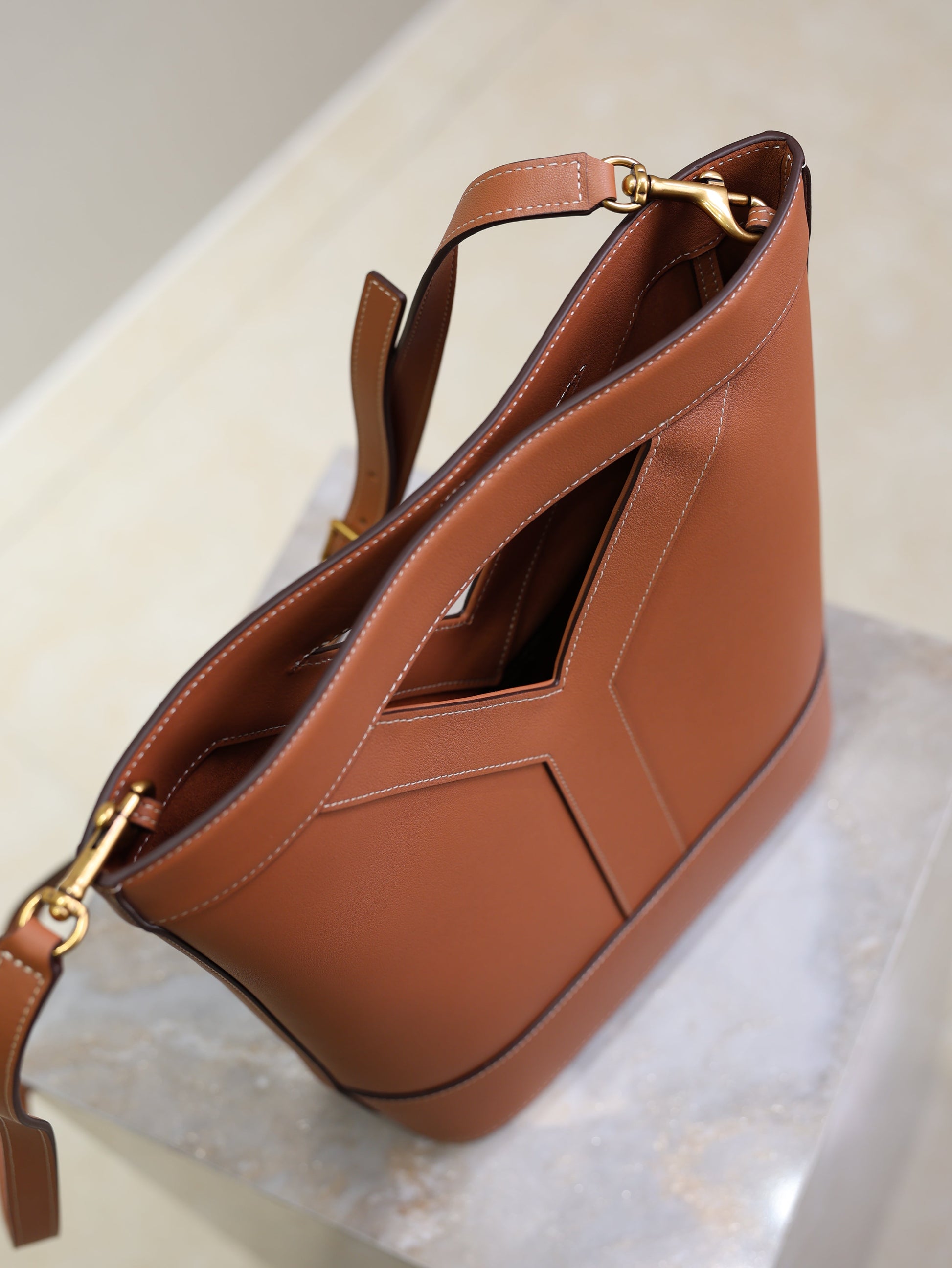 Prada Y Small Bucket 23cm Caramel Leather mysite