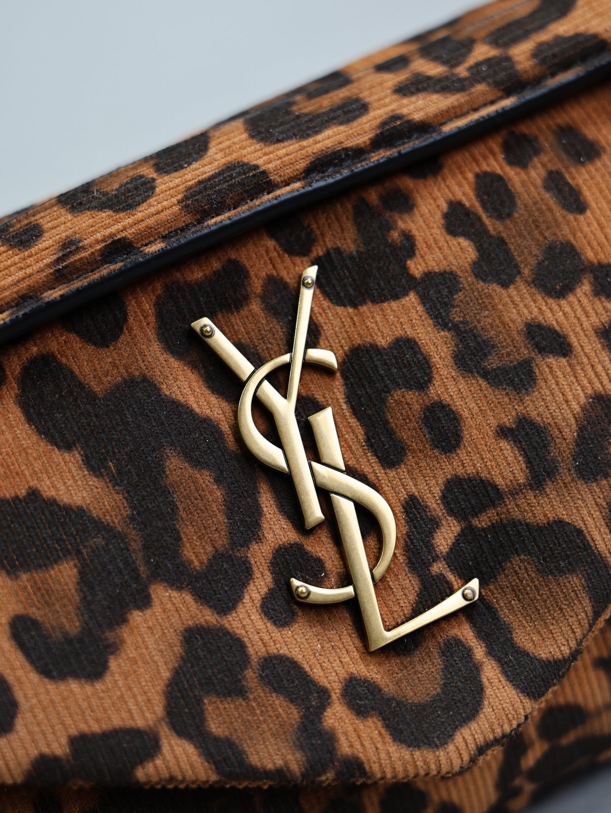 YSL 26cm Calypso Chain Bag Brown Leopard Printed Canvas mysite