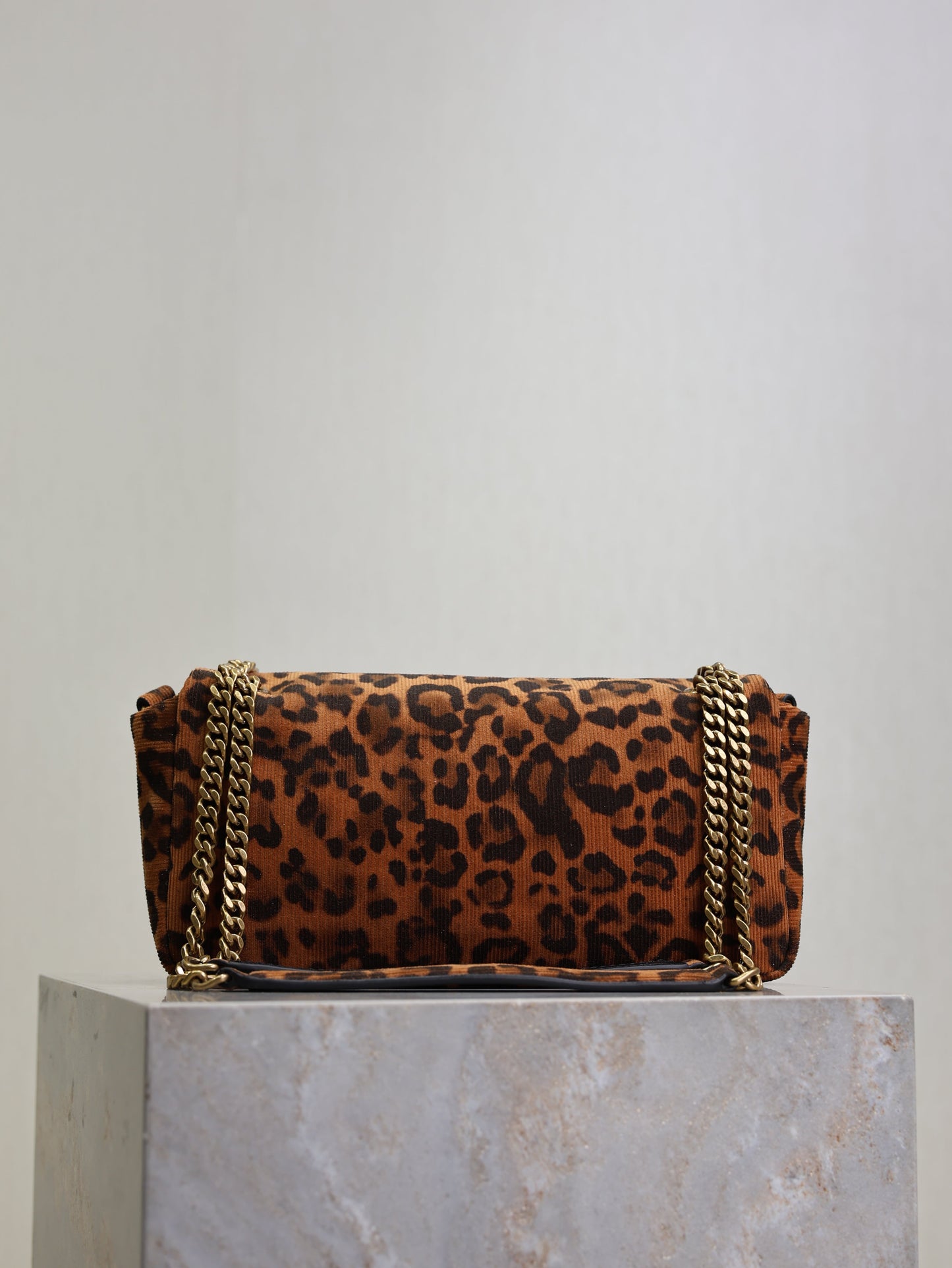 YSL 26cm Calypso Chain Bag Brown Leopard Printed Canvas mysite