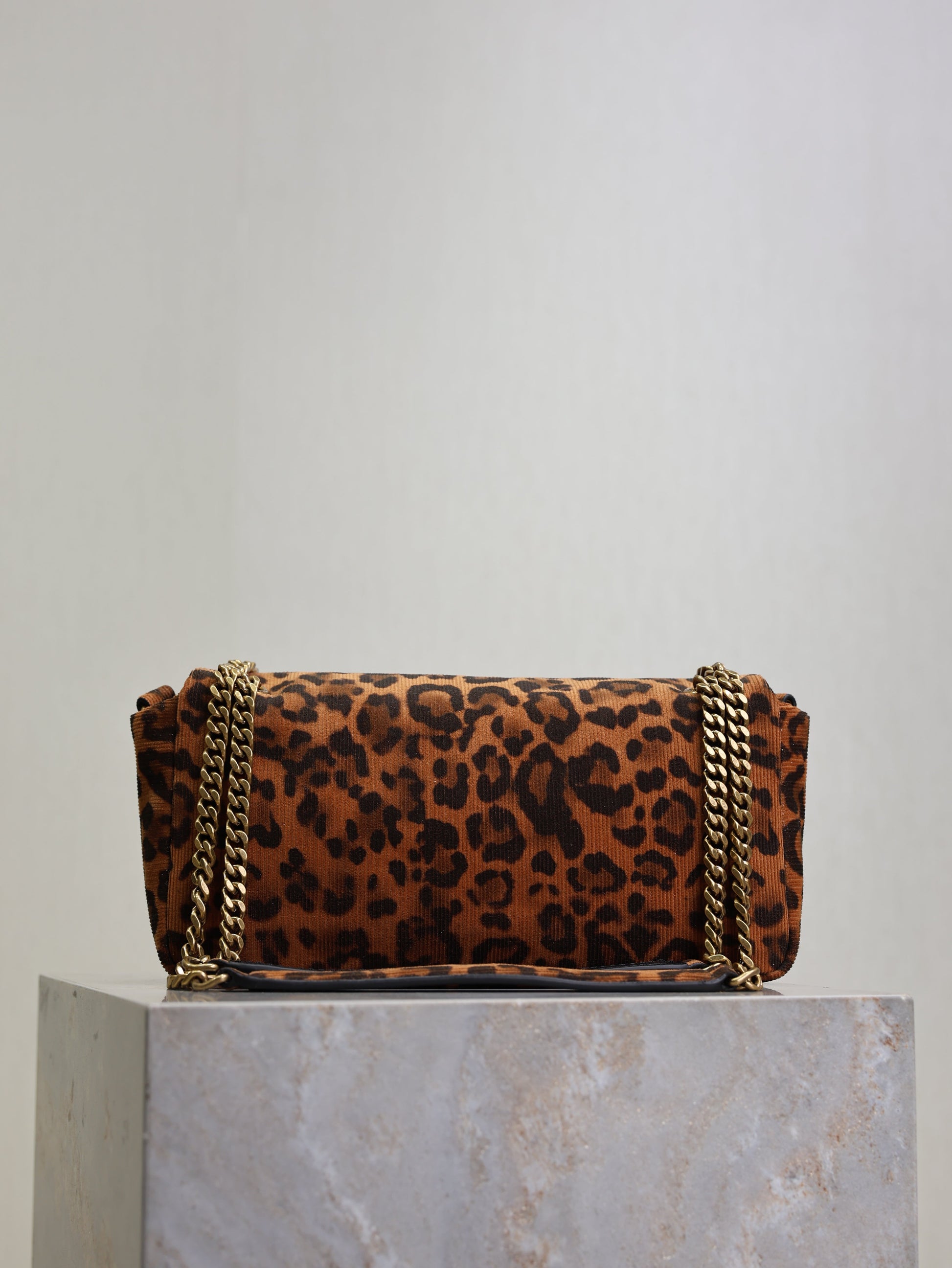YSL 26cm Calypso Chain Bag Brown Leopard Printed Canvas mysite