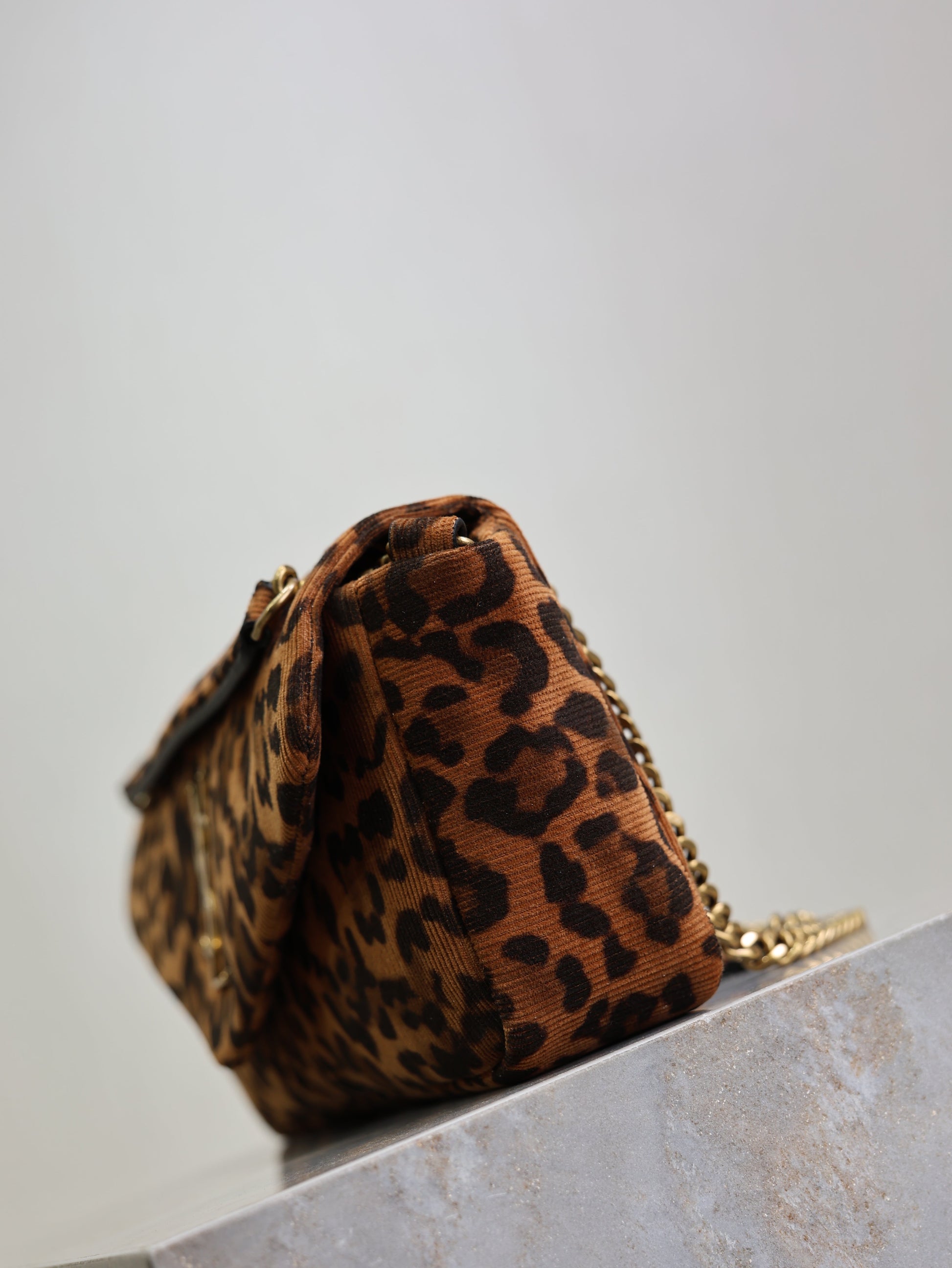 YSL 26cm Calypso Chain Bag Brown Leopard Printed Canvas mysite