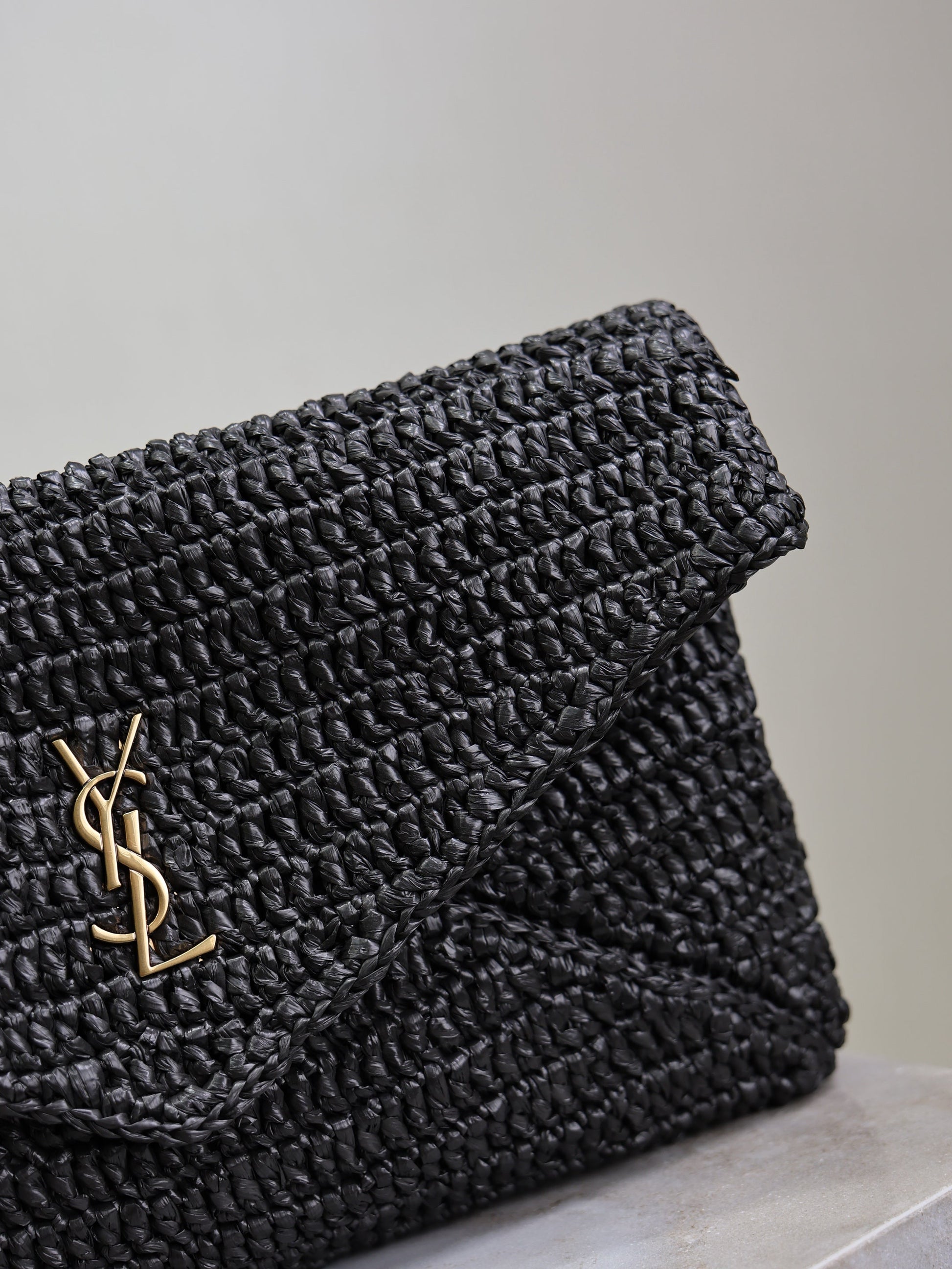 Prada Envelope Clutch 29cm Black Raffia Leather mysite