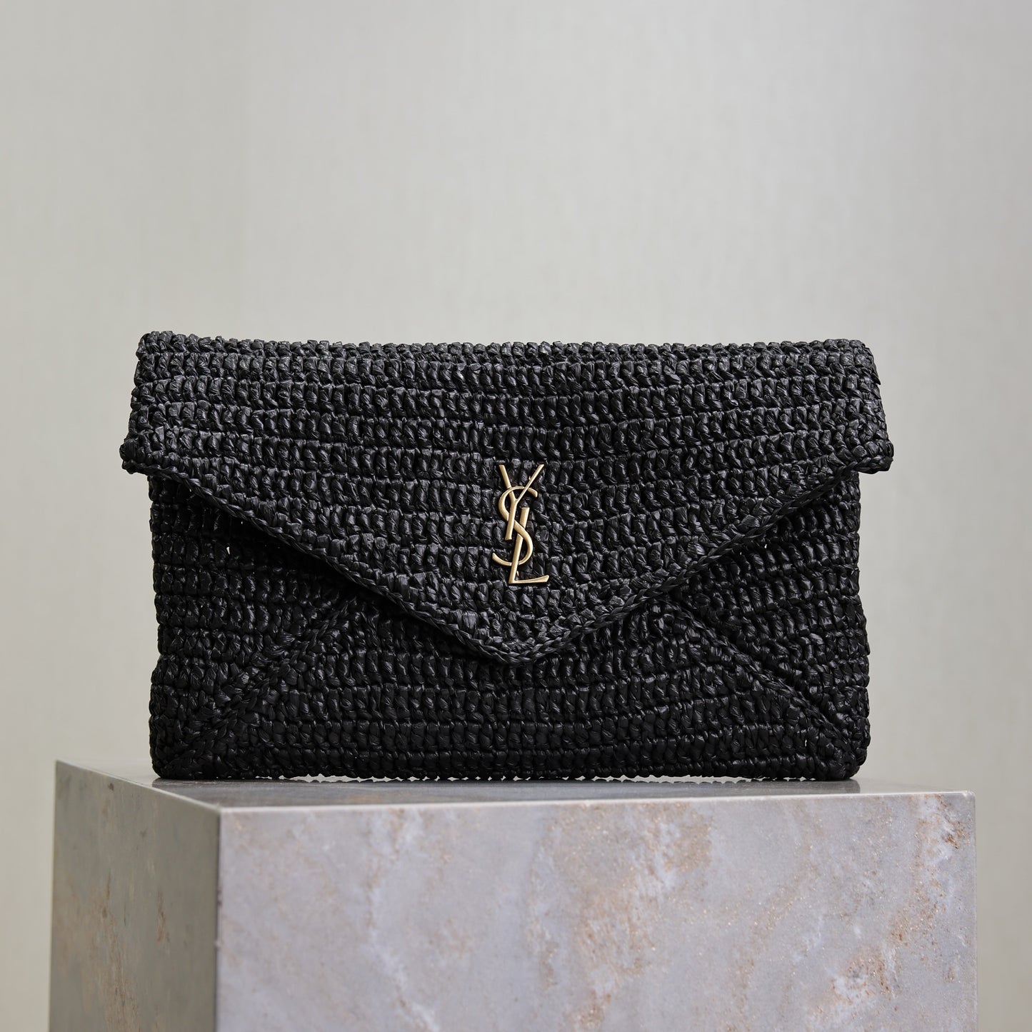 Prada Envelope Clutch 29cm Black Raffia Leather mysite