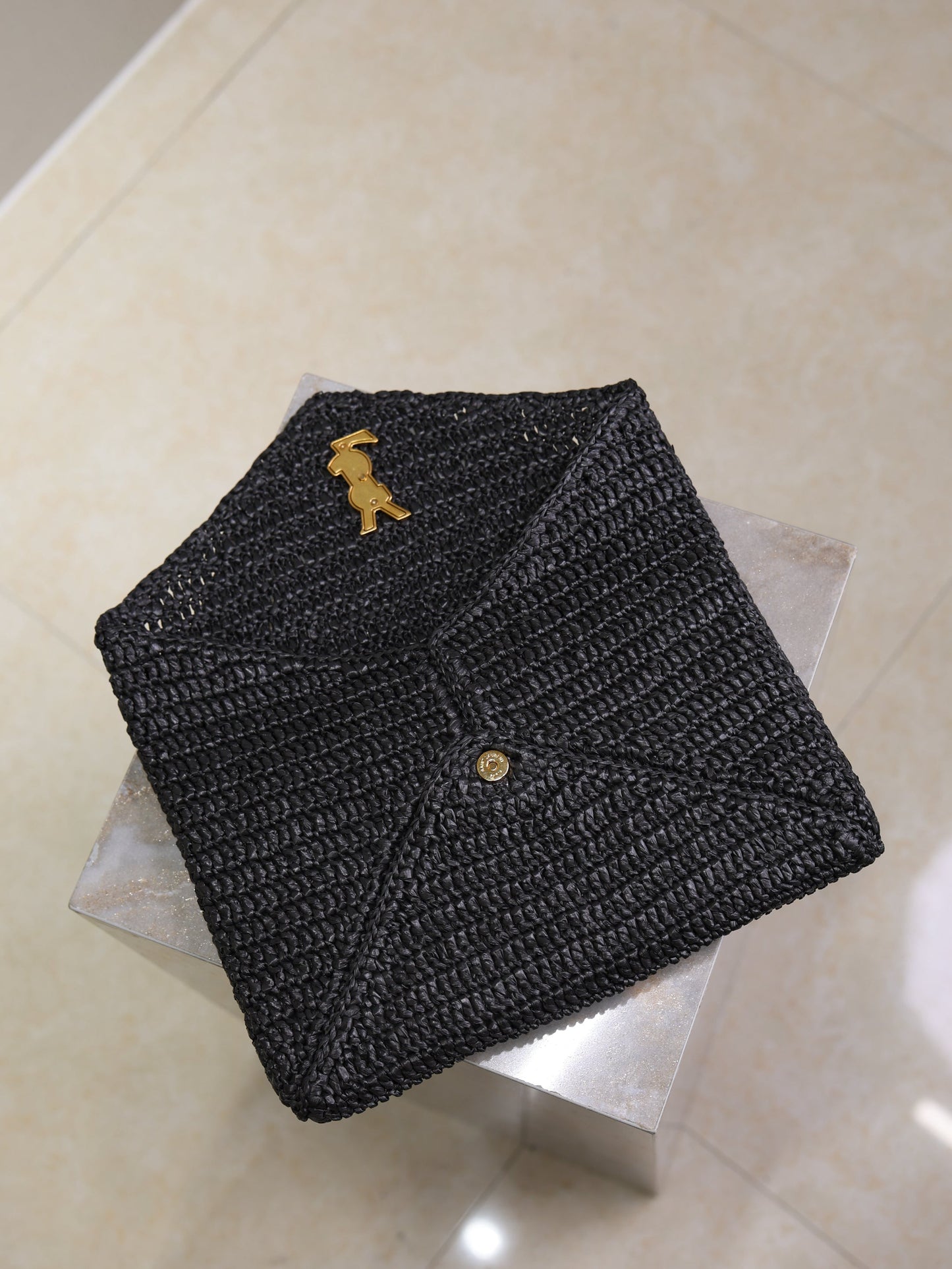 Prada Envelope Clutch 29cm Black Raffia Leather mysite