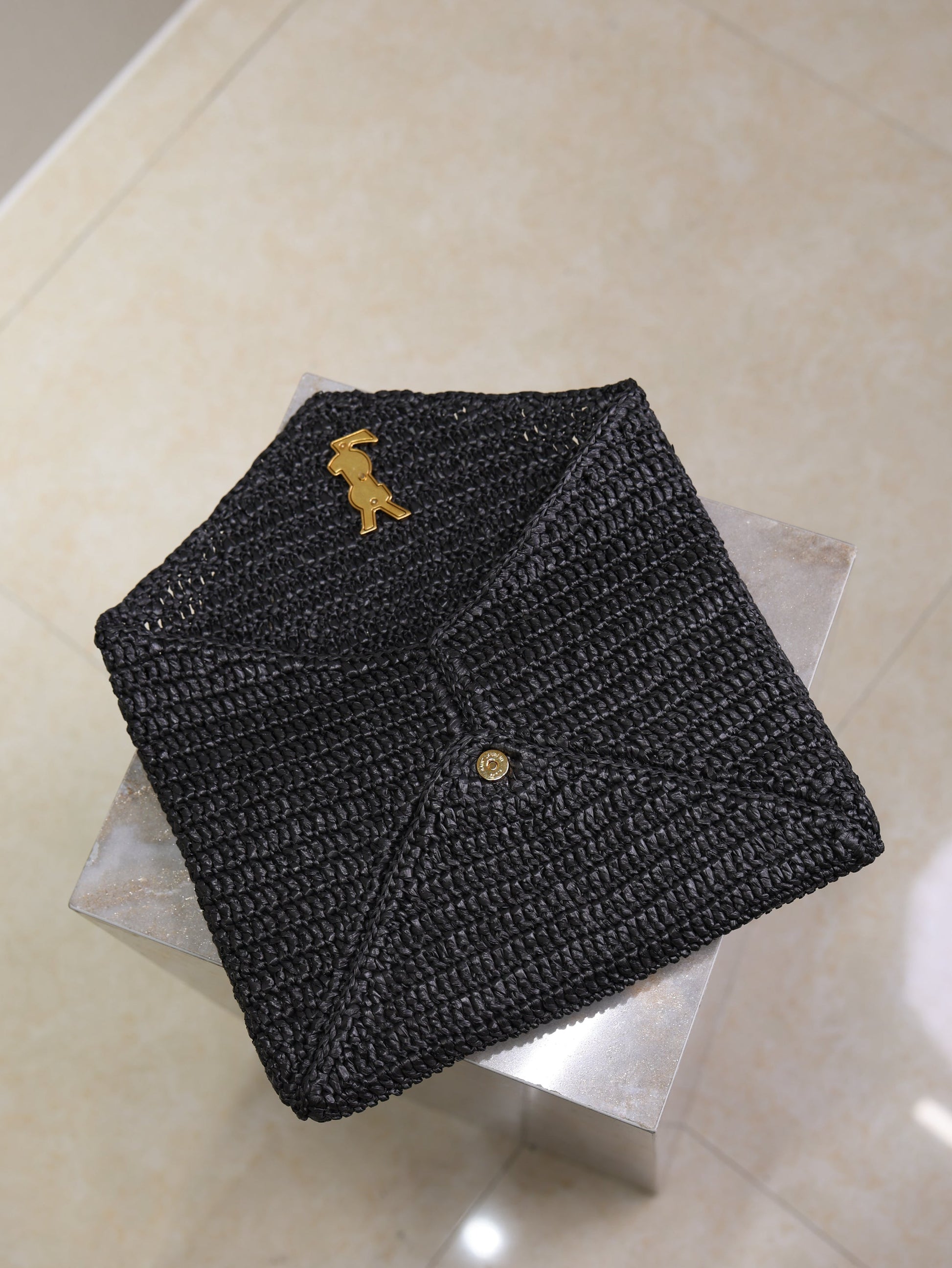 Prada Envelope Clutch 29cm Black Raffia Leather mysite