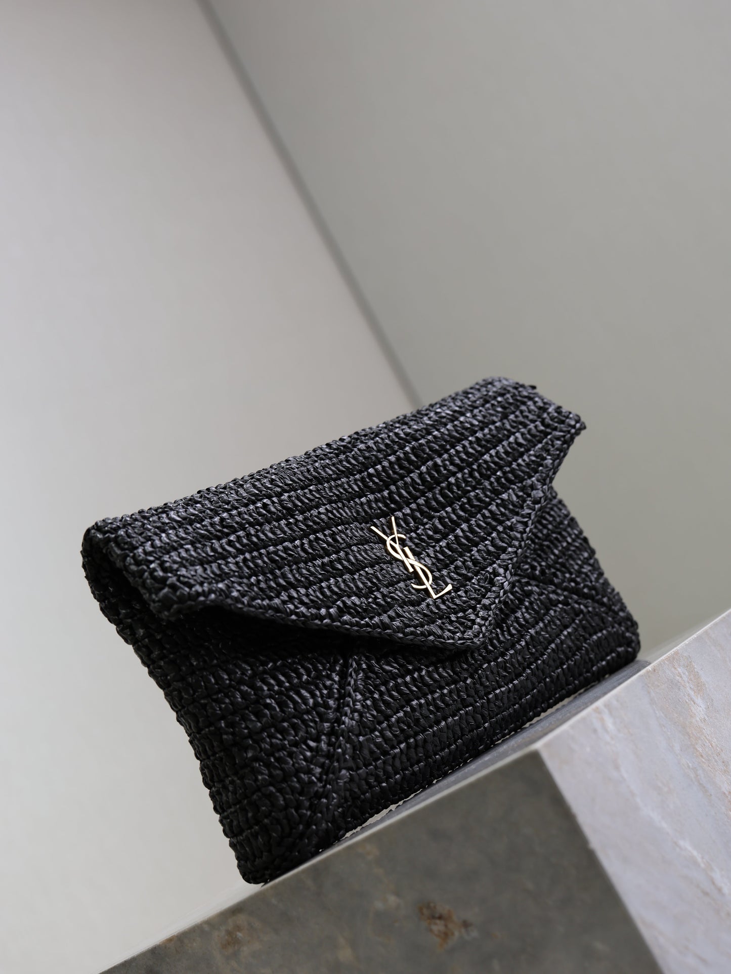 Prada Envelope Clutch 29cm Black Raffia Leather mysite