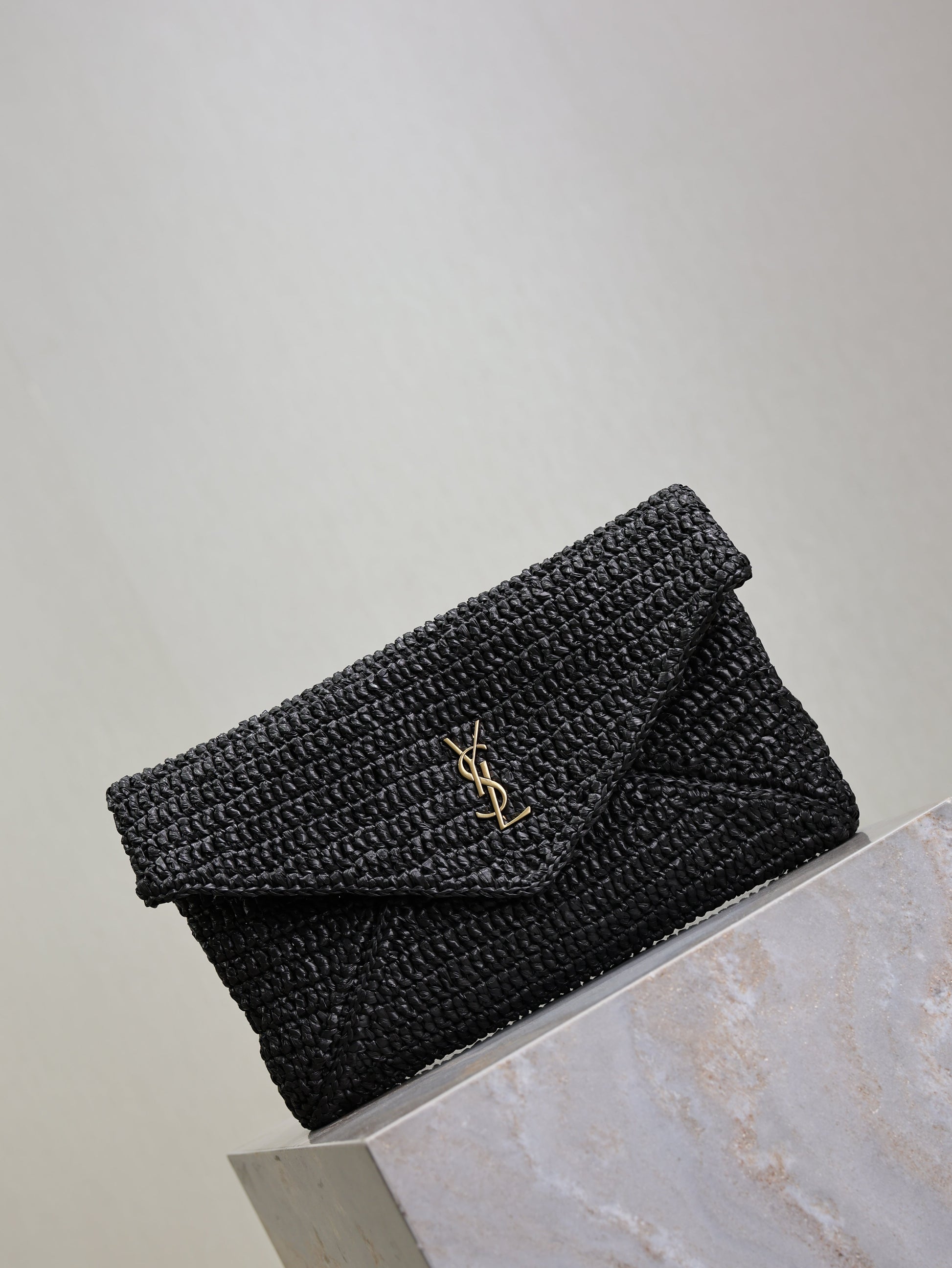 Prada Envelope Clutch 29cm Black Raffia Leather mysite