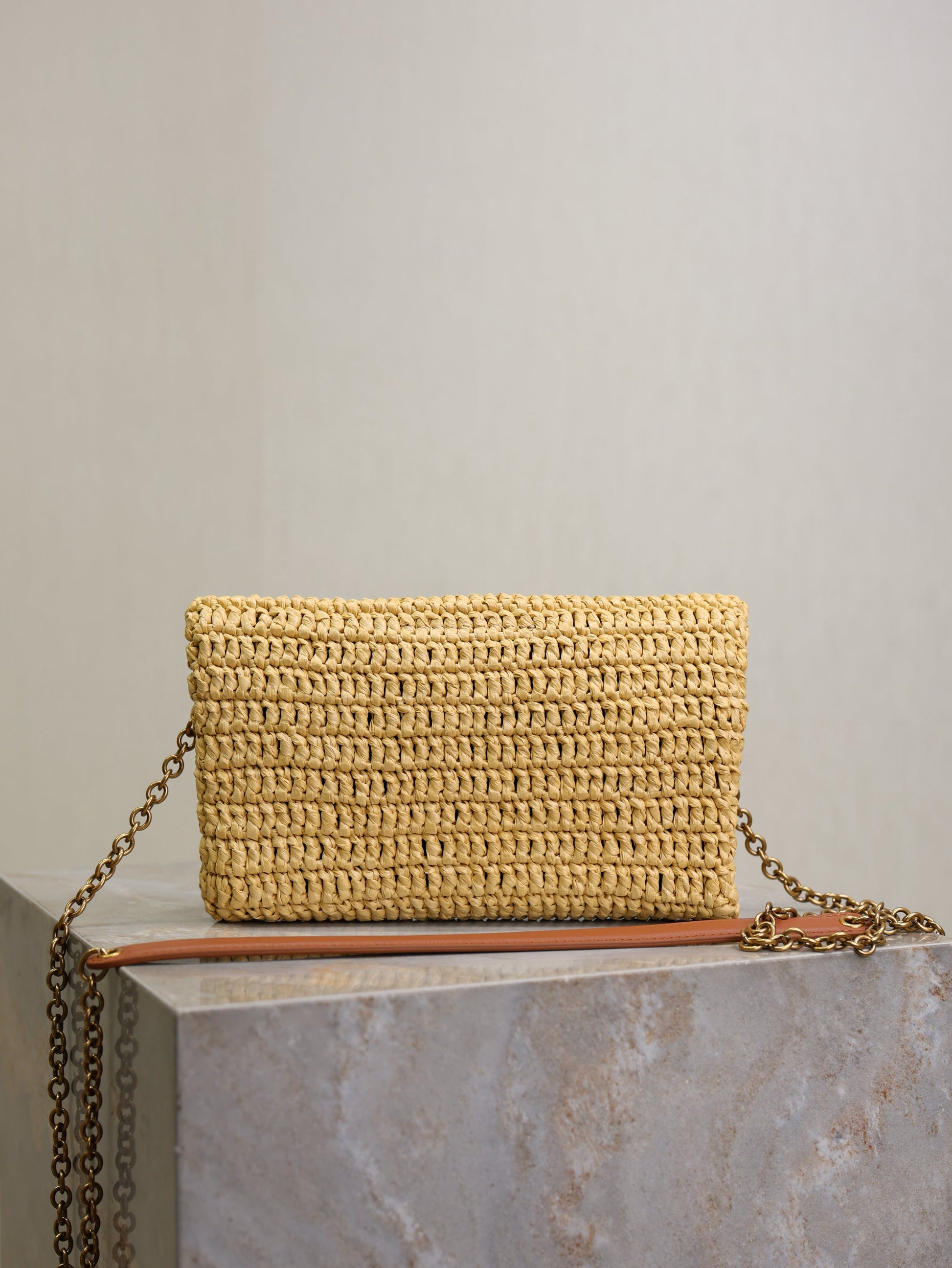 Prada Calypso Bag 19cm Beige Raffia Leather mysite