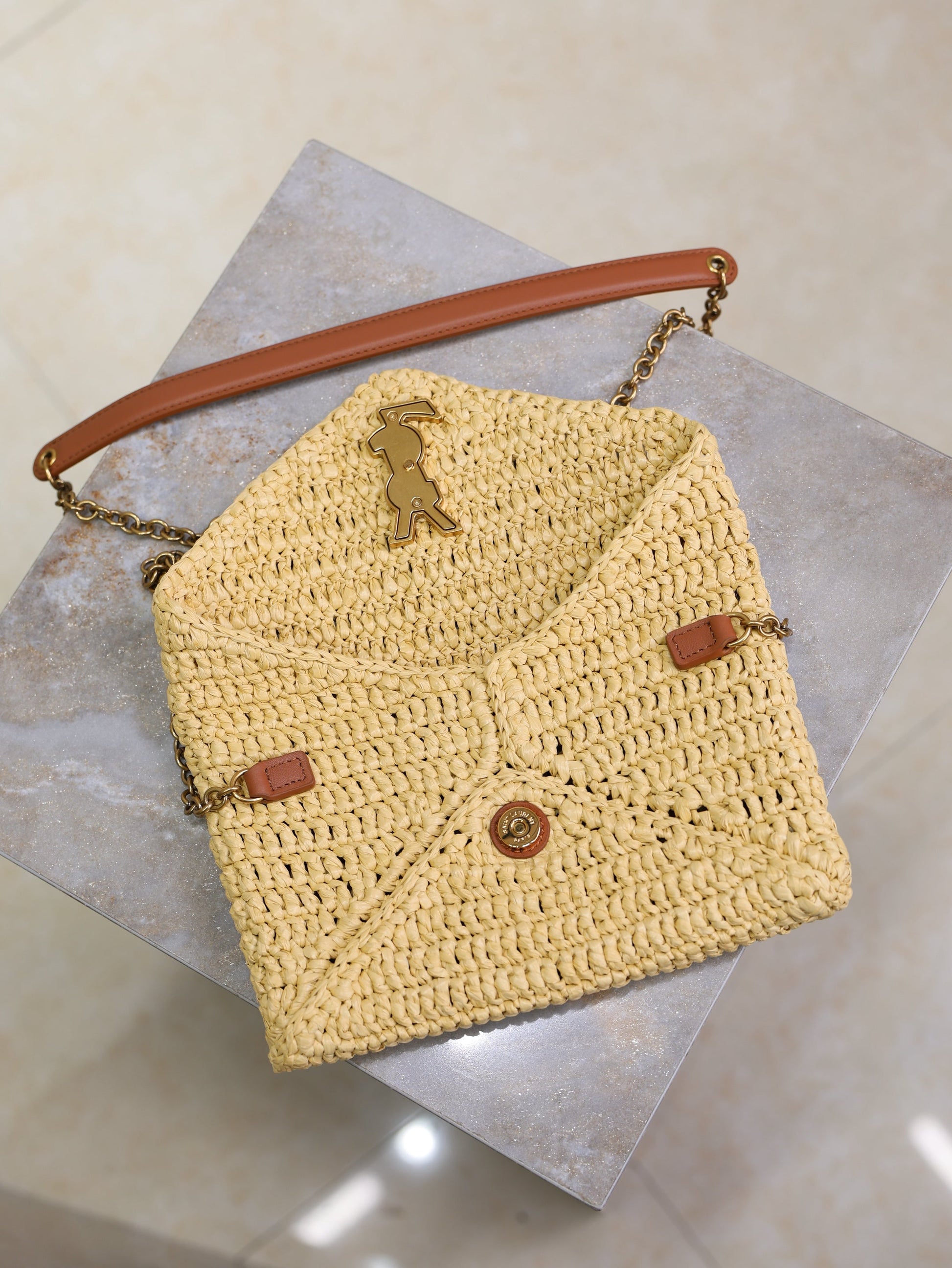 Prada Calypso Bag 19cm Beige Raffia Leather mysite