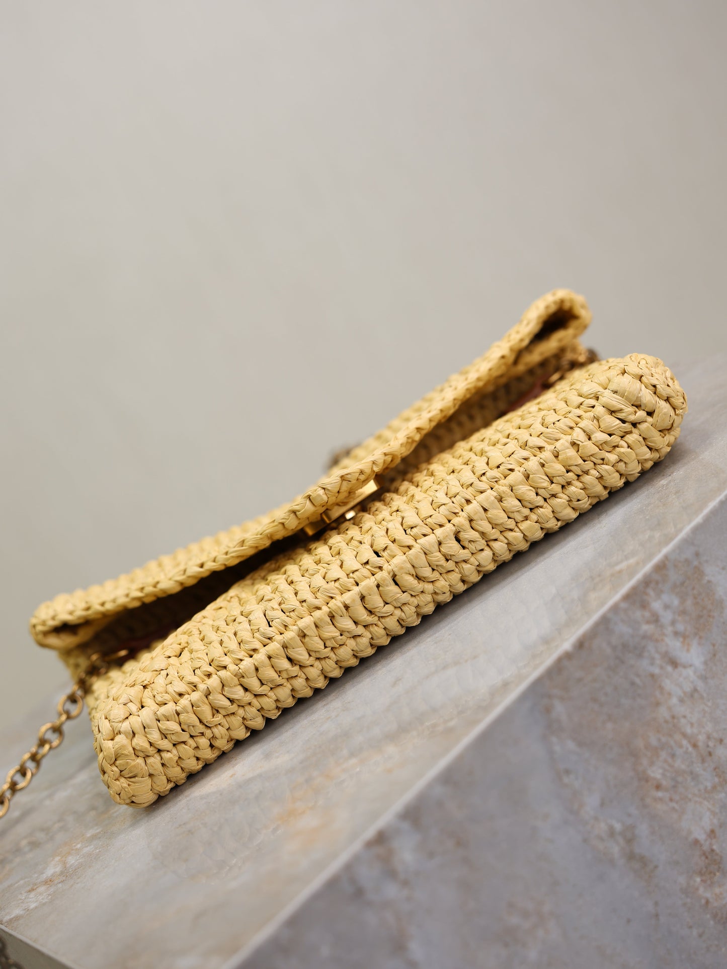 Prada Calypso Bag 19cm Beige Raffia Leather mysite