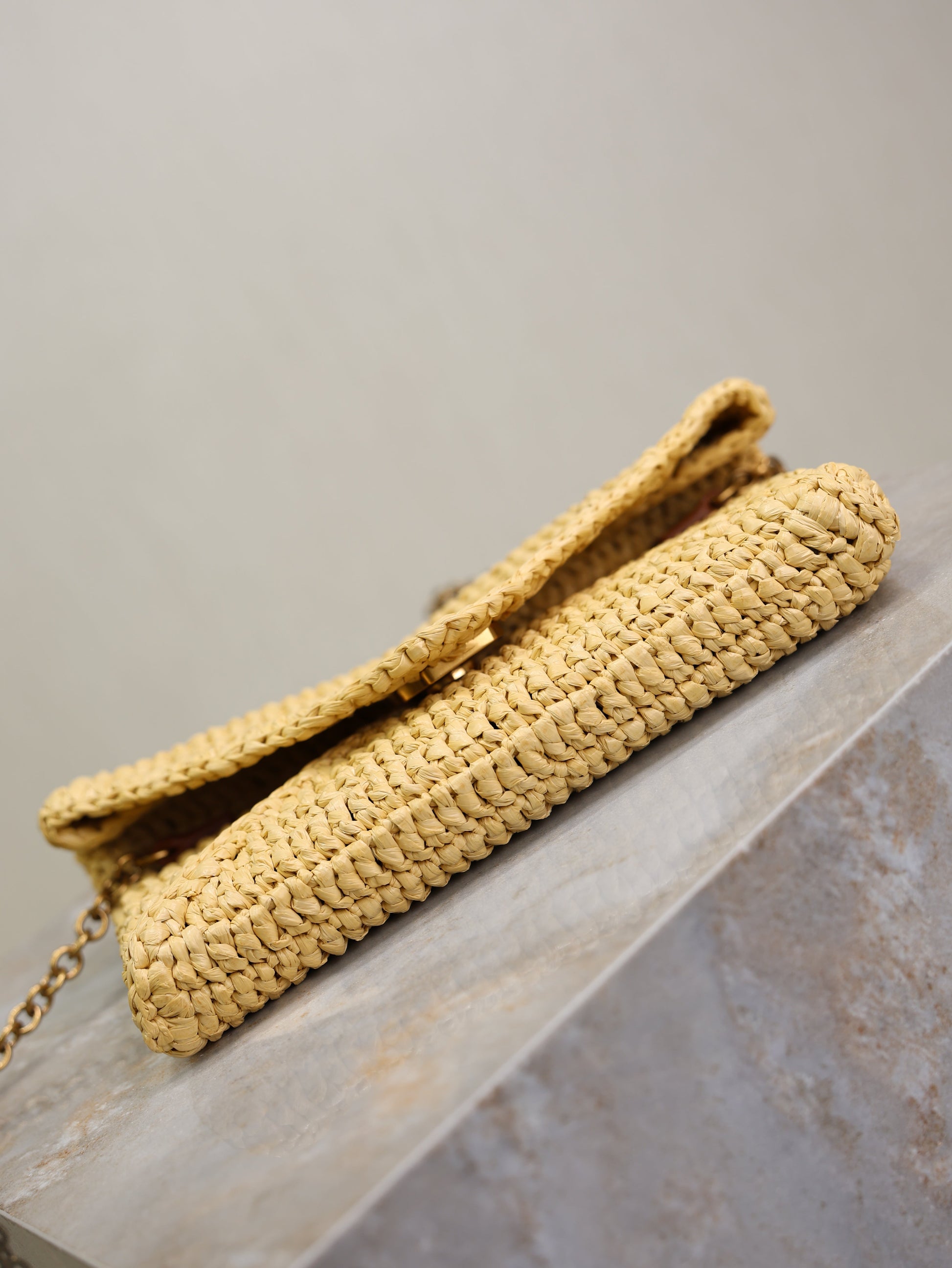 Prada Calypso Bag 19cm Beige Raffia Leather mysite