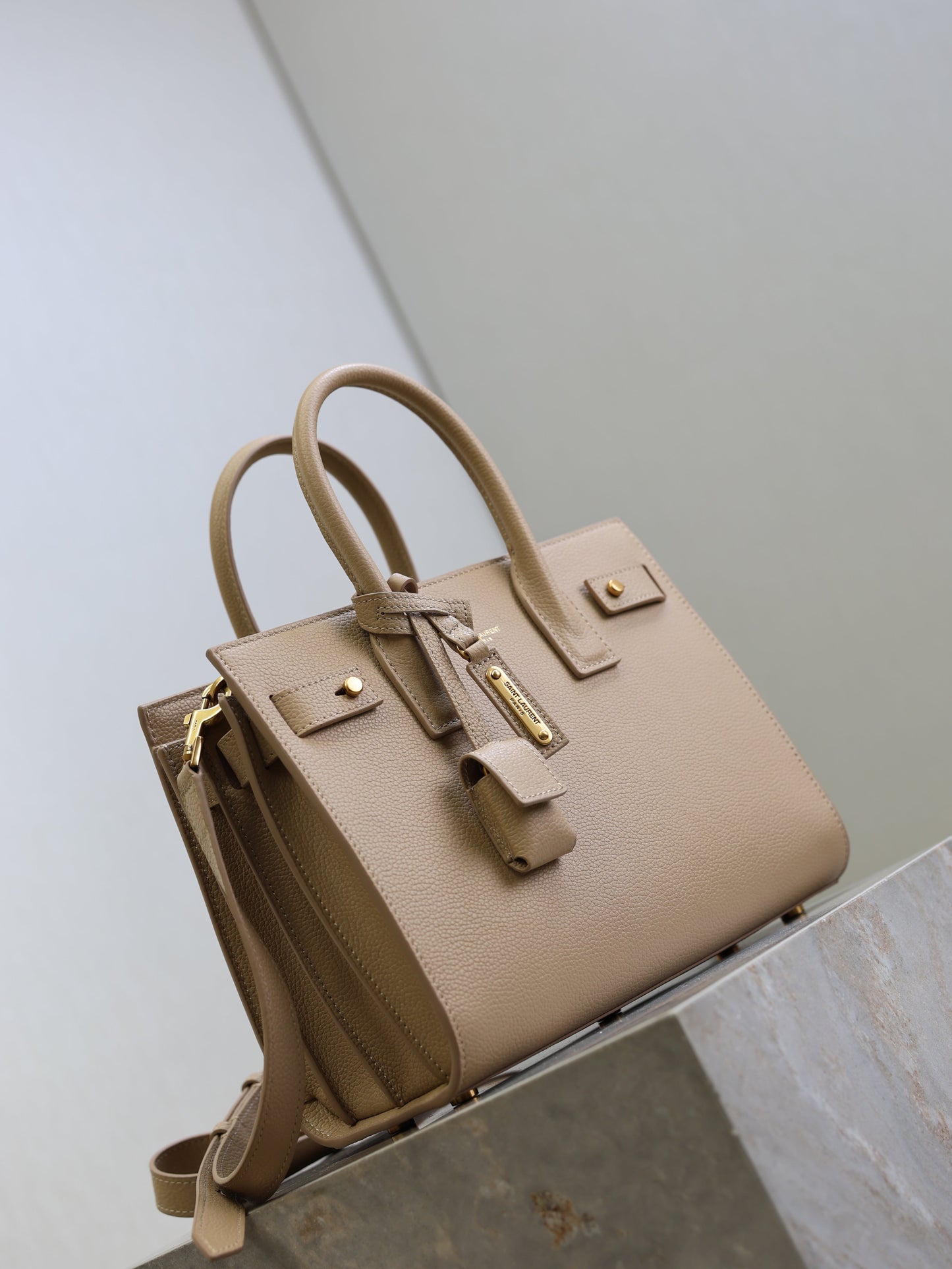 YSL Sac De Jour Nano 26cm Beige  Grain Cowhide GHW mysite