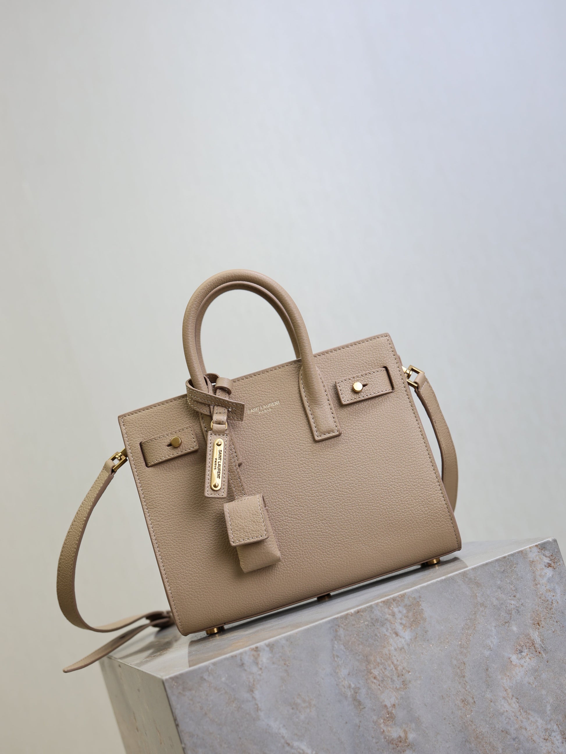 YSL Sac De Jour Nano 22cm Beige Grain Cowhide GHW mysite