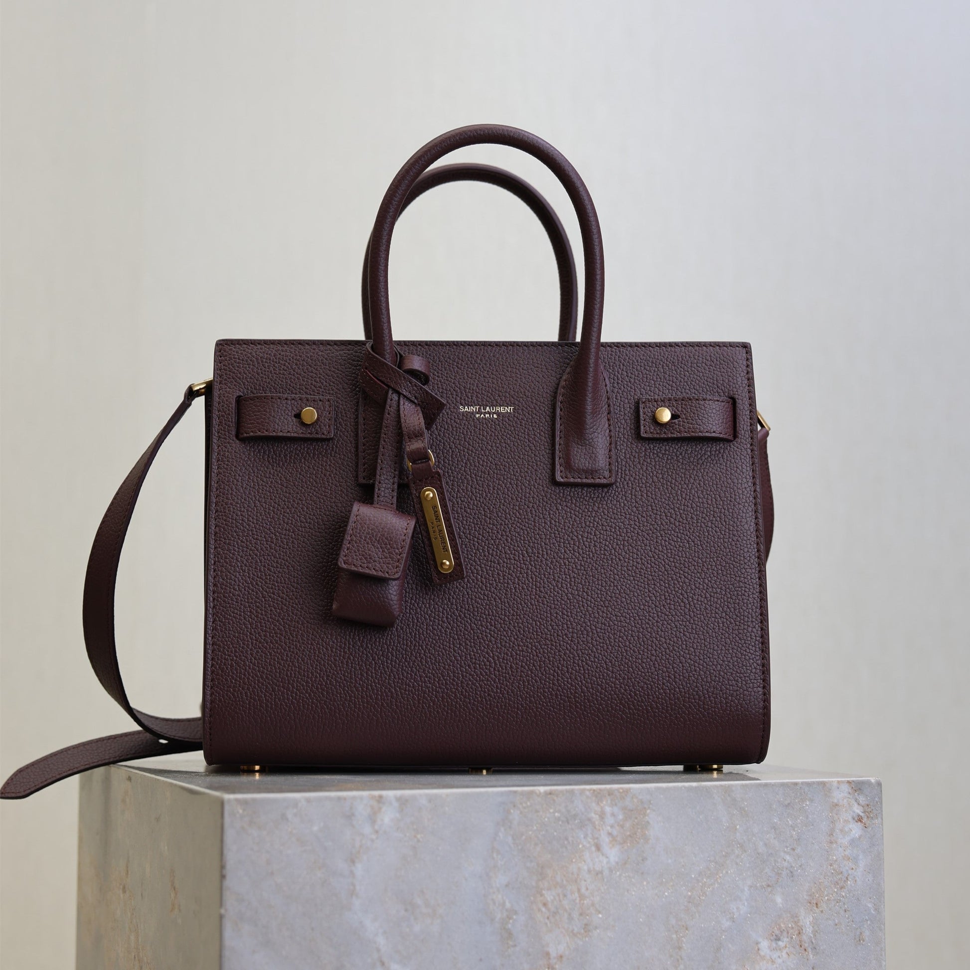 YSL Sac De Jour Nano 26cm Dark Burgundy Grain Cowhide GHW mysite