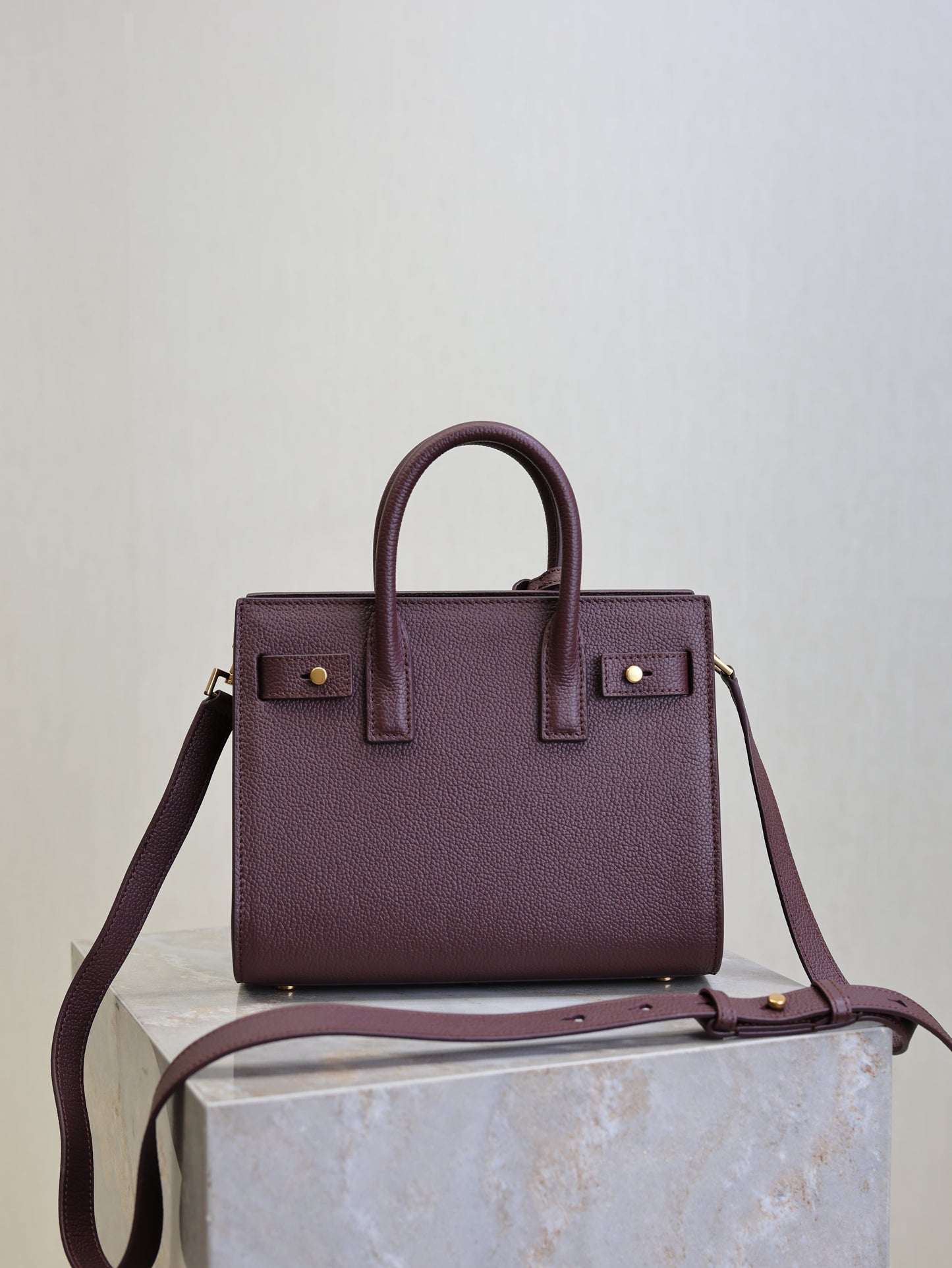 YSL Sac De Jour Nano 22cm Dark Burgundy Grain Cowhide GHW mysite