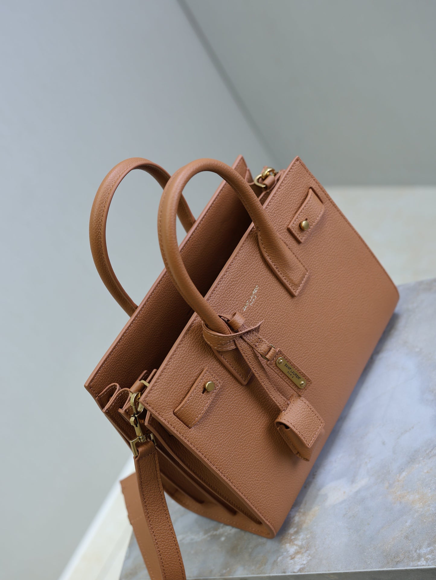 YSL Sac De Jour Nano 26cm Brown Grain Cowhide GHW mysite