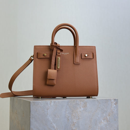 YSL Sac De Jour Nano 22cm Brown Grain Cowhide GHW mysite