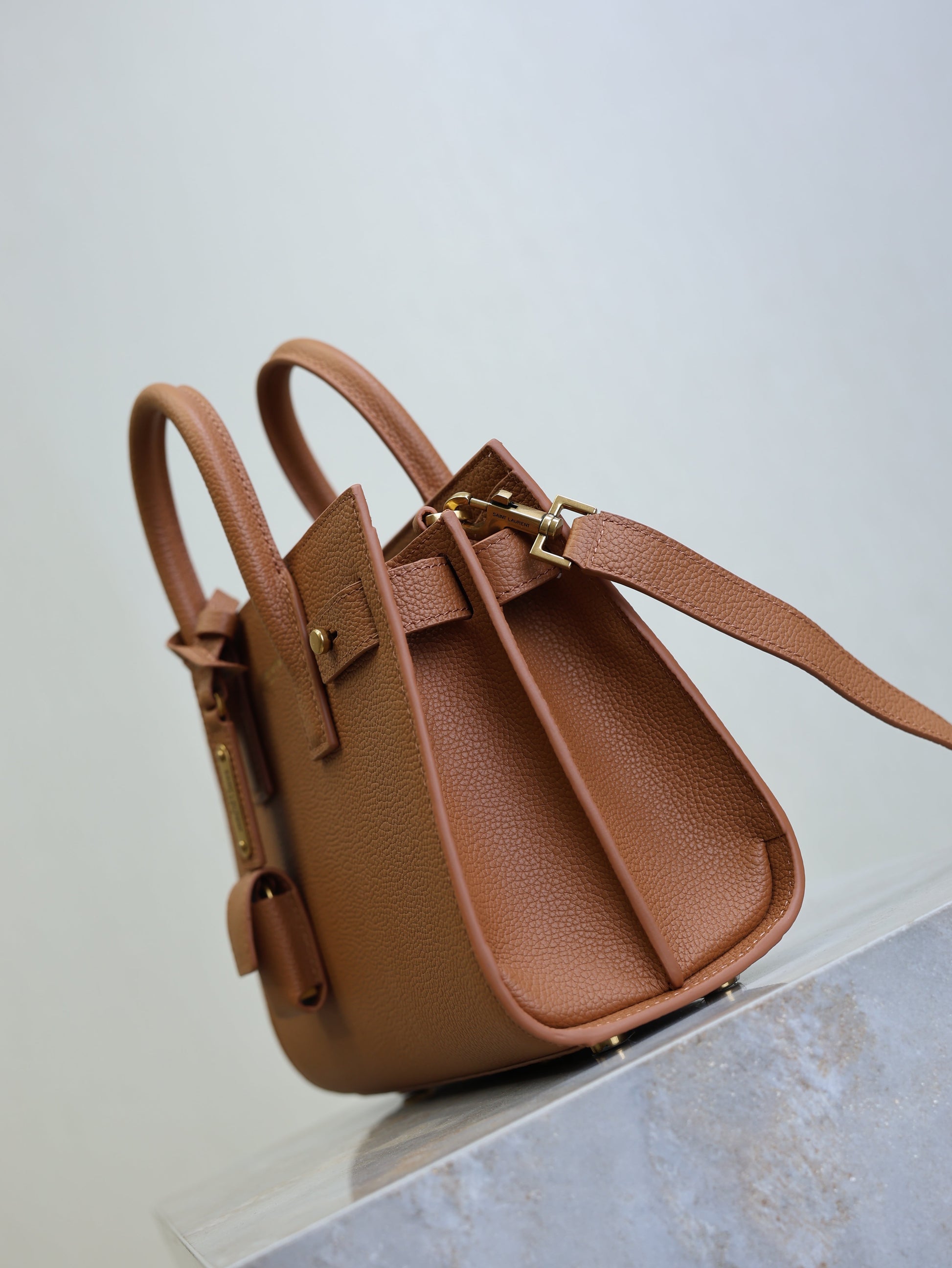 YSL Sac De Jour Nano 22cm Brown Grain Cowhide GHW mysite