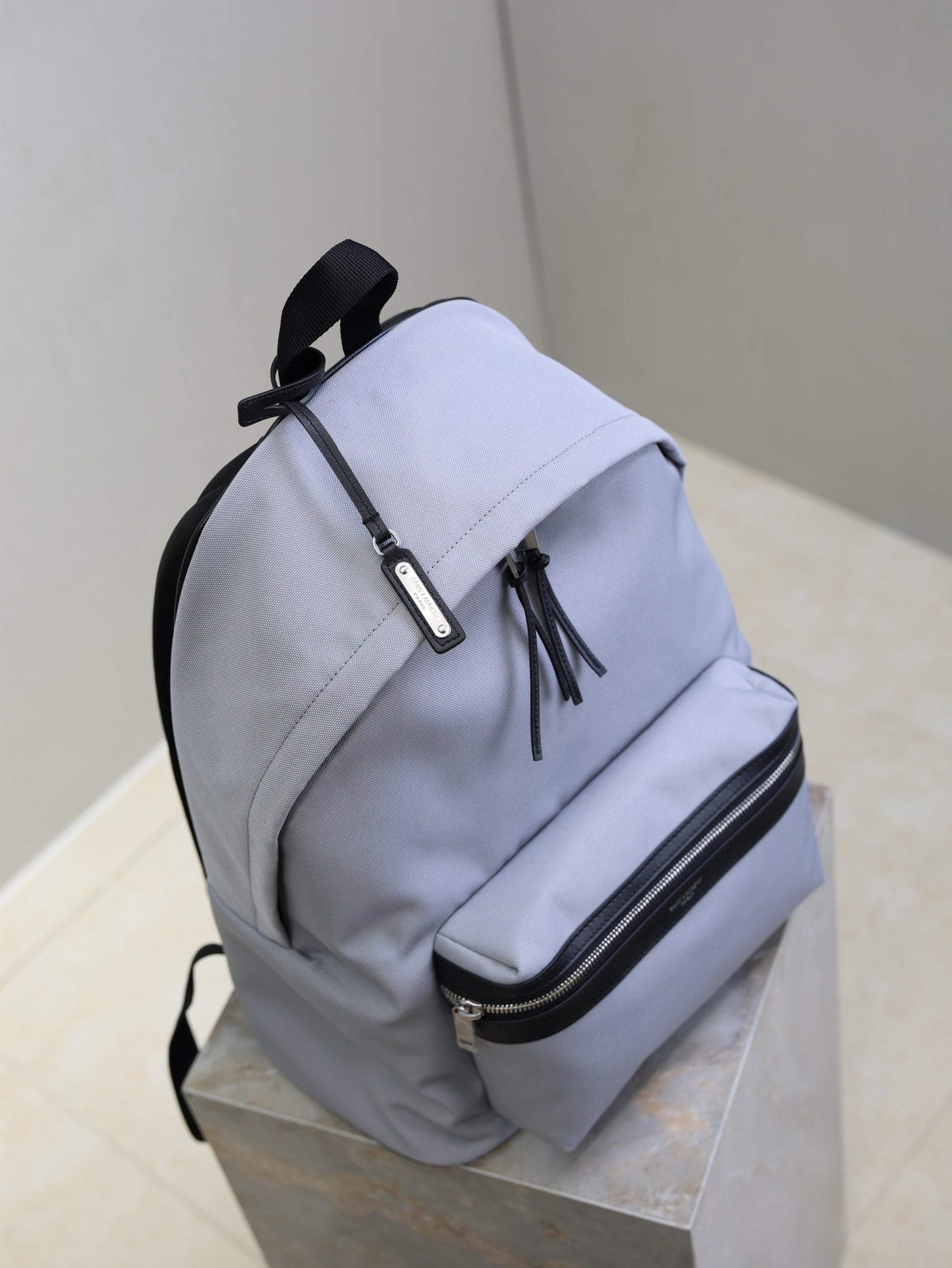 Prada City Backpacks Light Gray Cowhide Cotton mysite
