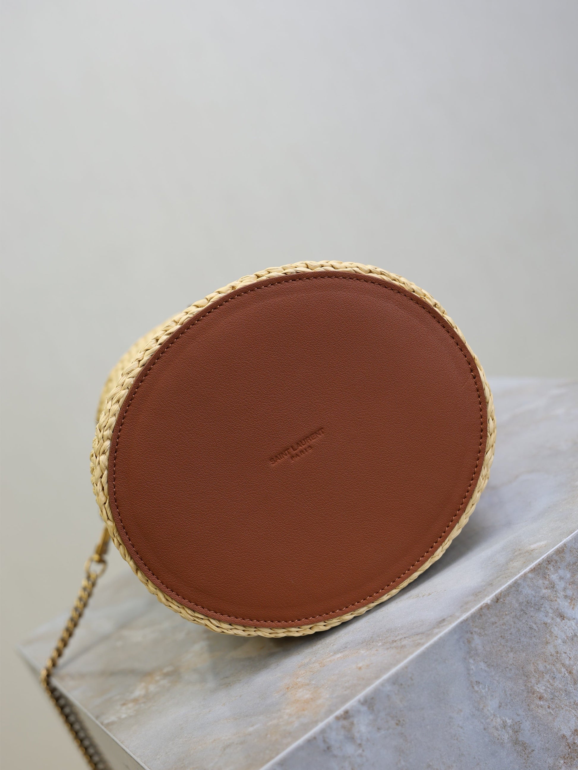 Prada GabyBucket 17cm Brown Beige Raffia Leather GHW mysite