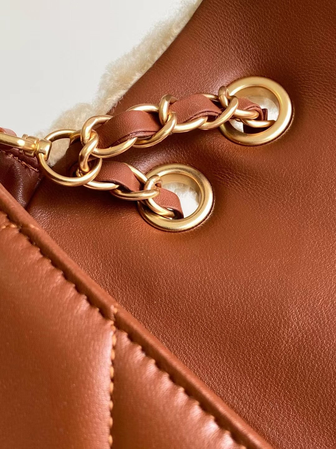 MEDIUM FLAP BAG 23 IN BEIGE WOOL AND GINGER ORANGE CALFSKIN GOLD HARDWARE mysite